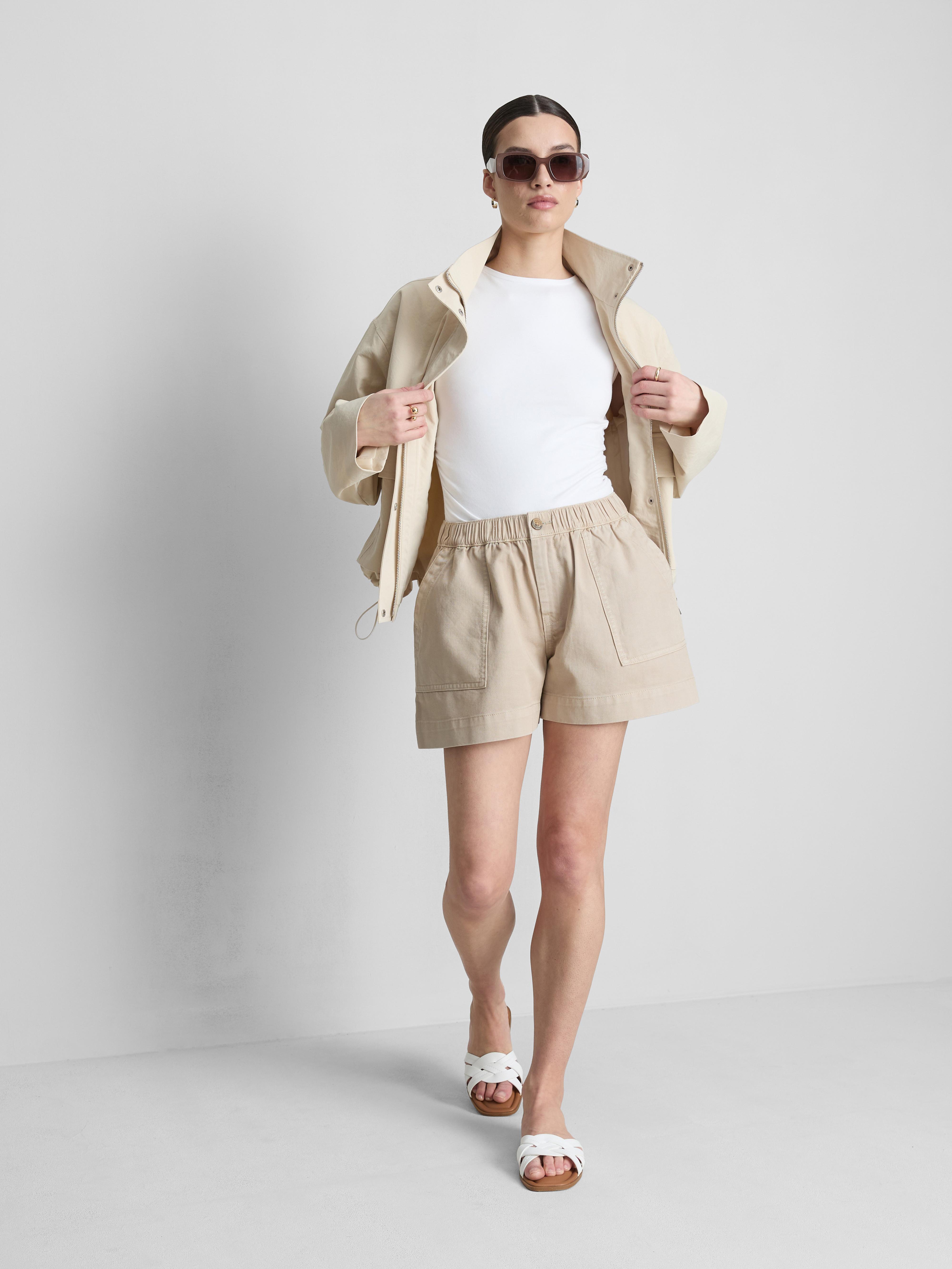 Cotton Denim Utility Shorts