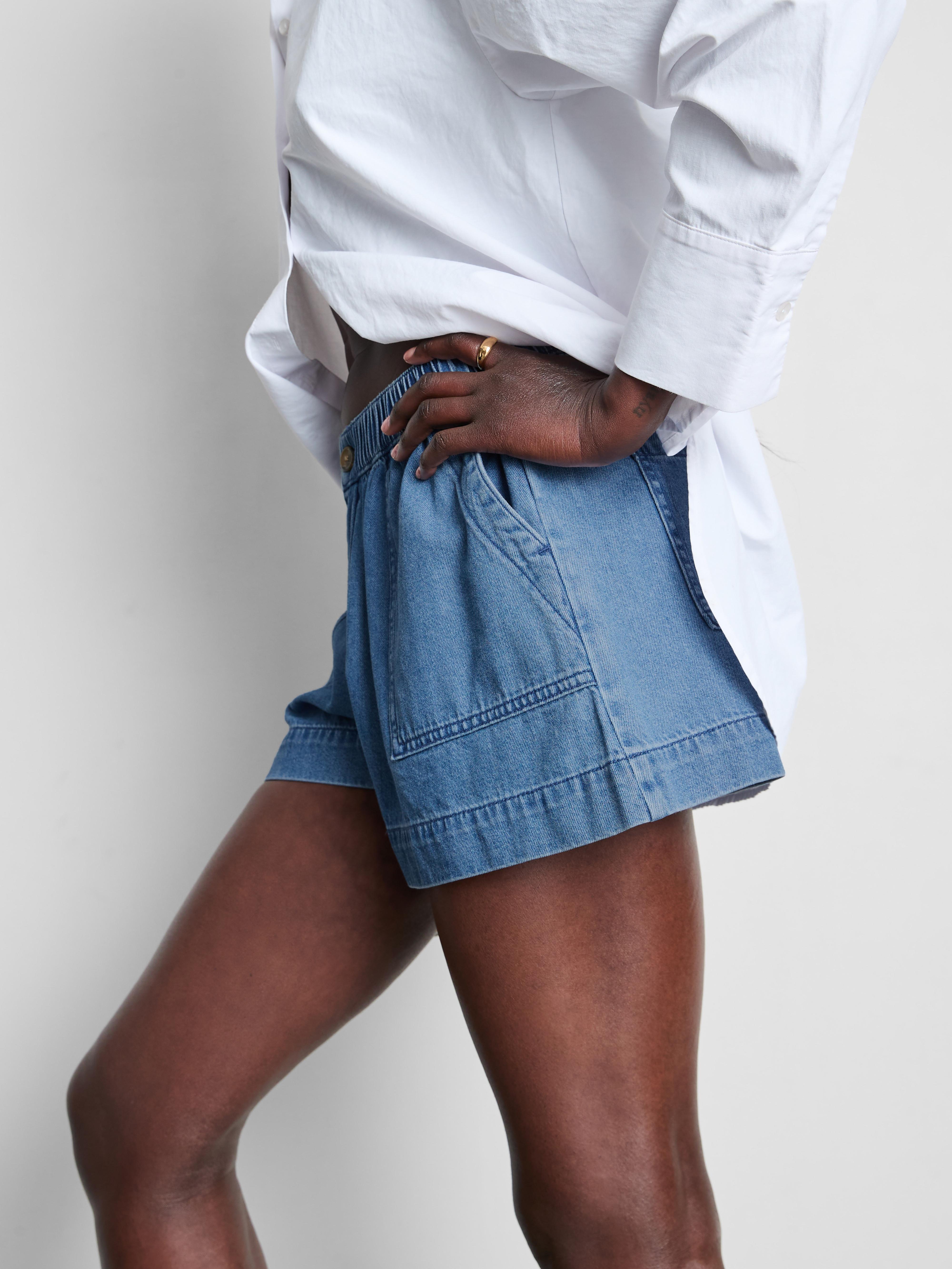 Cotton Denim Utility Shorts
