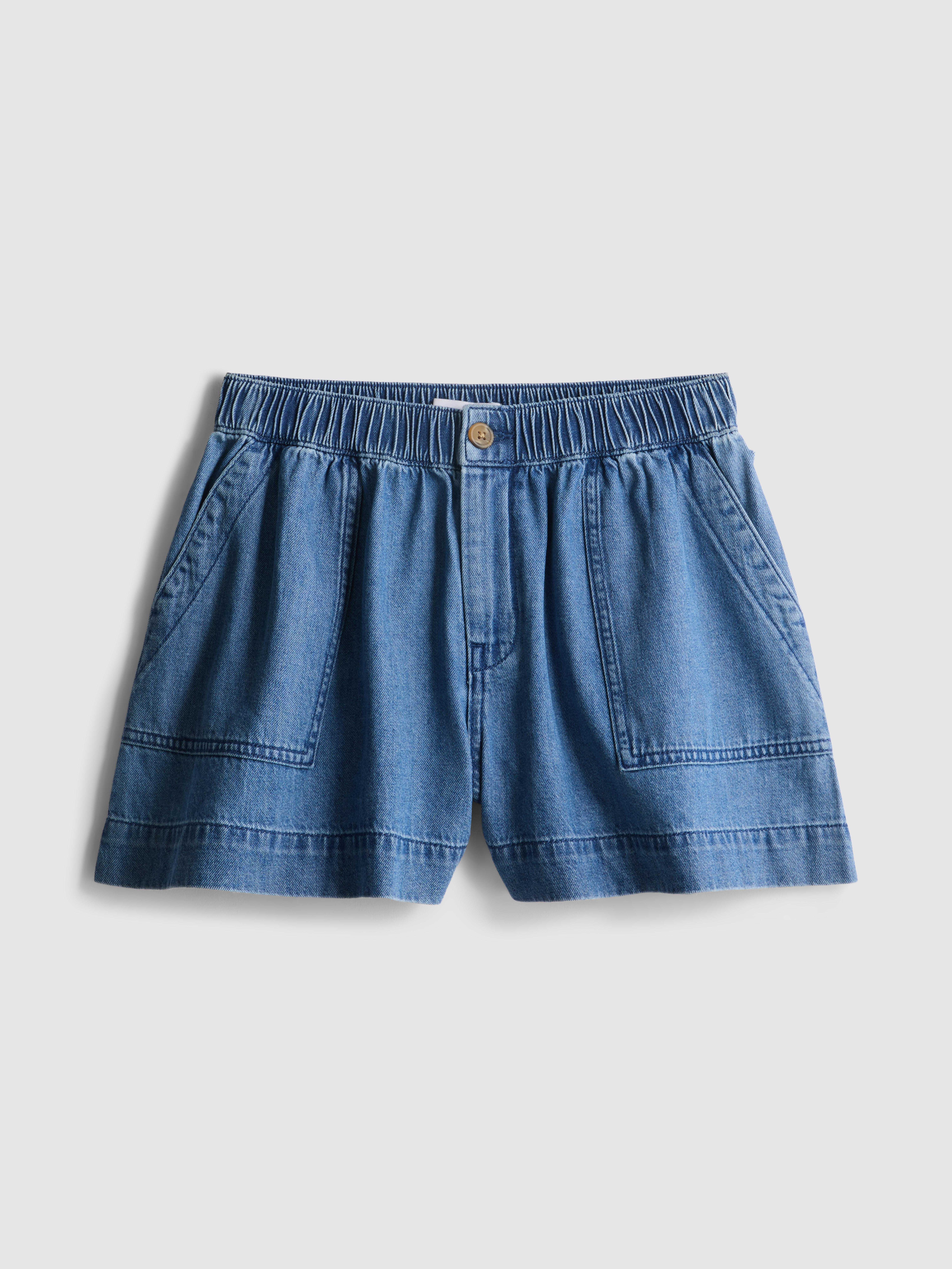 Cotton Denim Utility Shorts