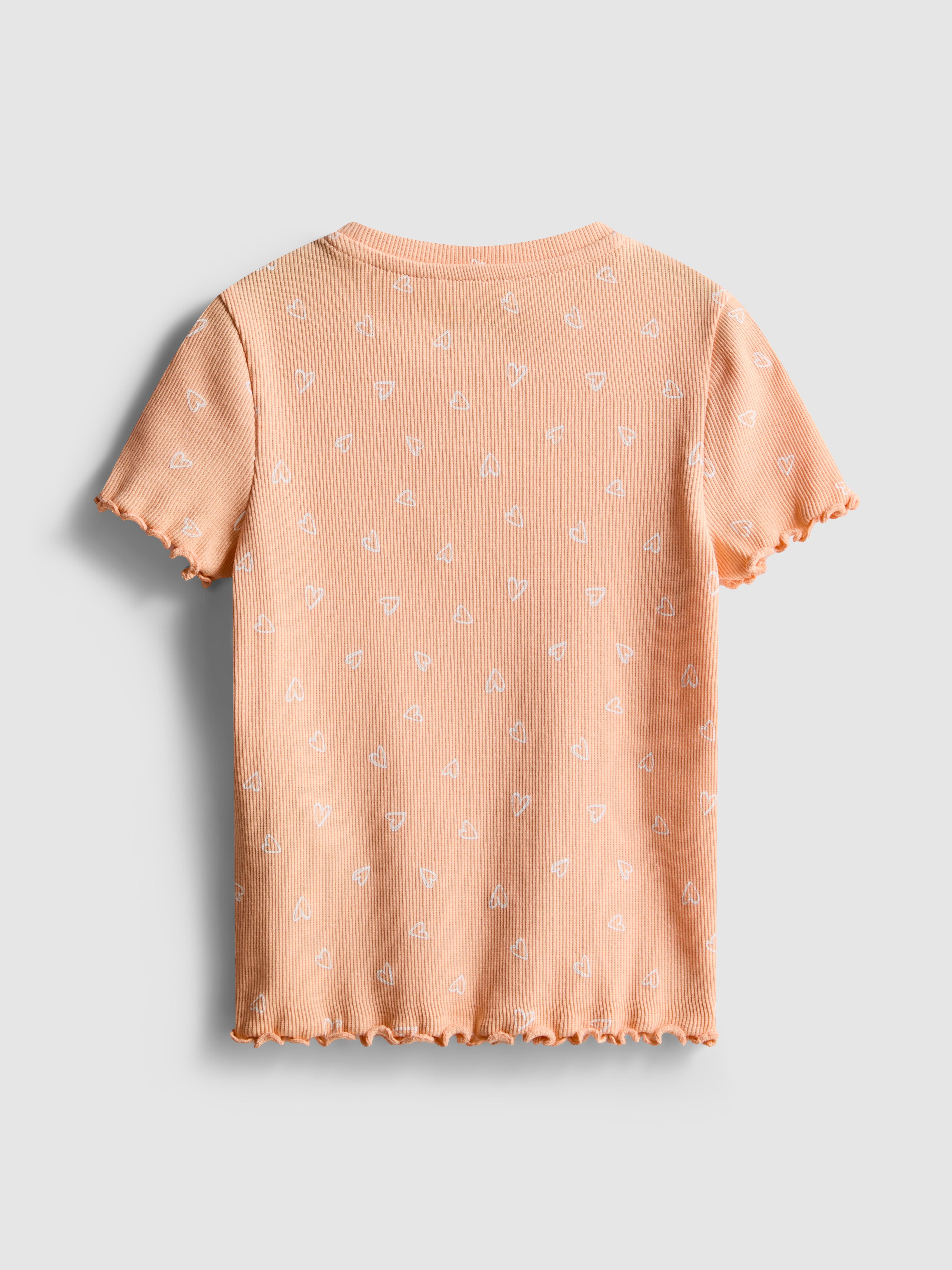 1.5-8yrs | Ribbed Lettuce Trim Printed T-Shirt