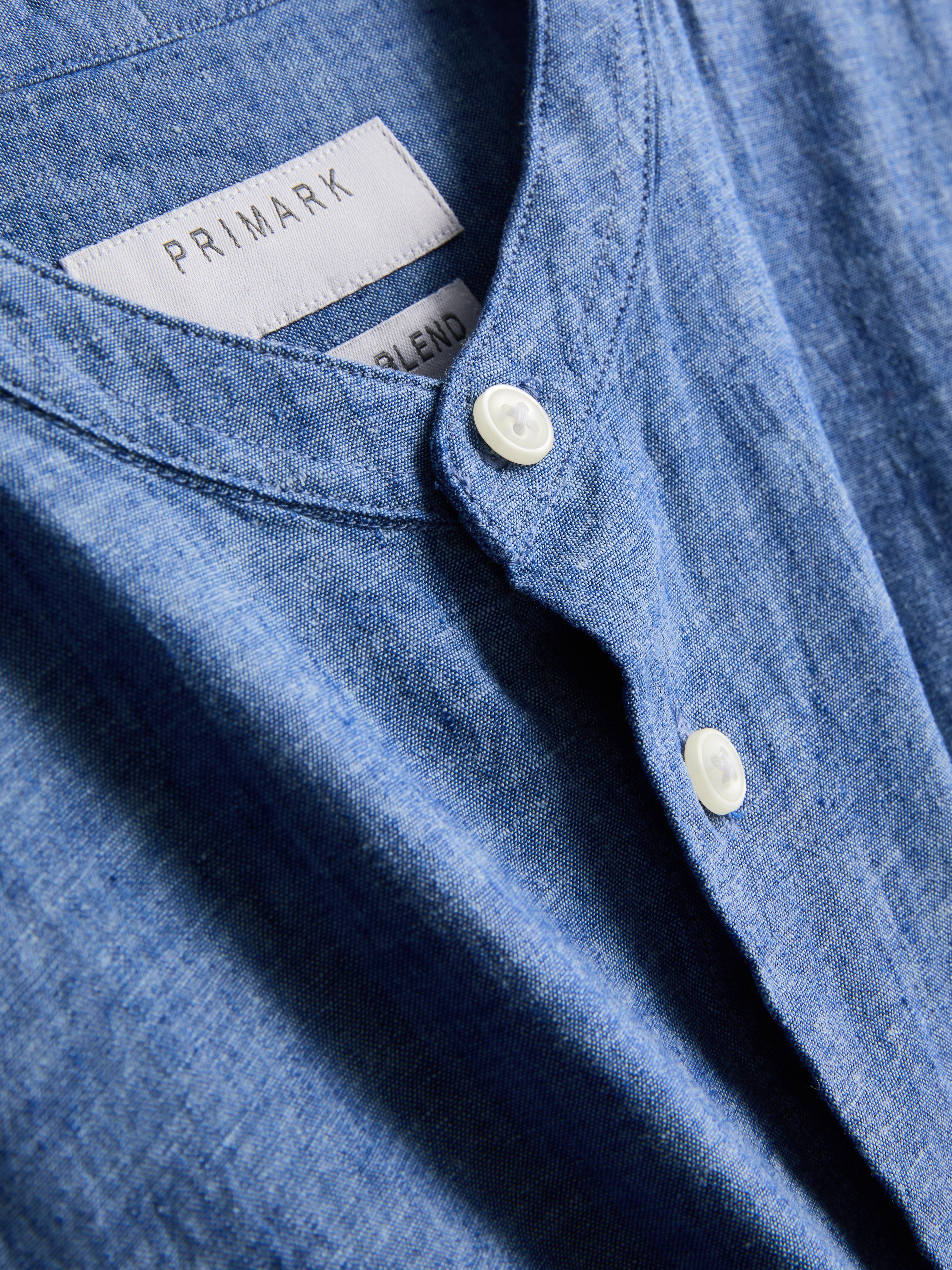Linen Blend Grandad Collar Shirt