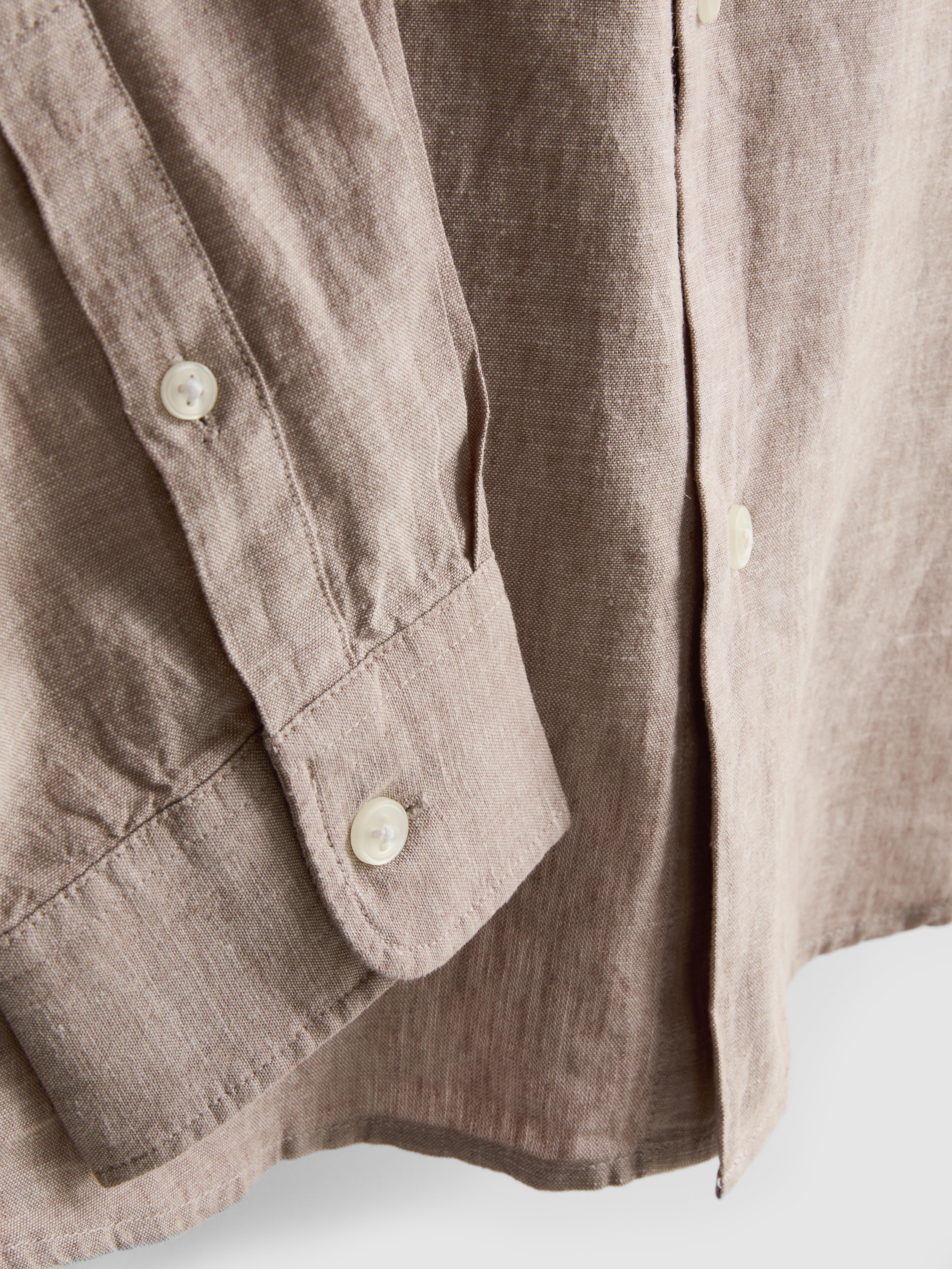 Linen Blend Grandad Collar Shirt
