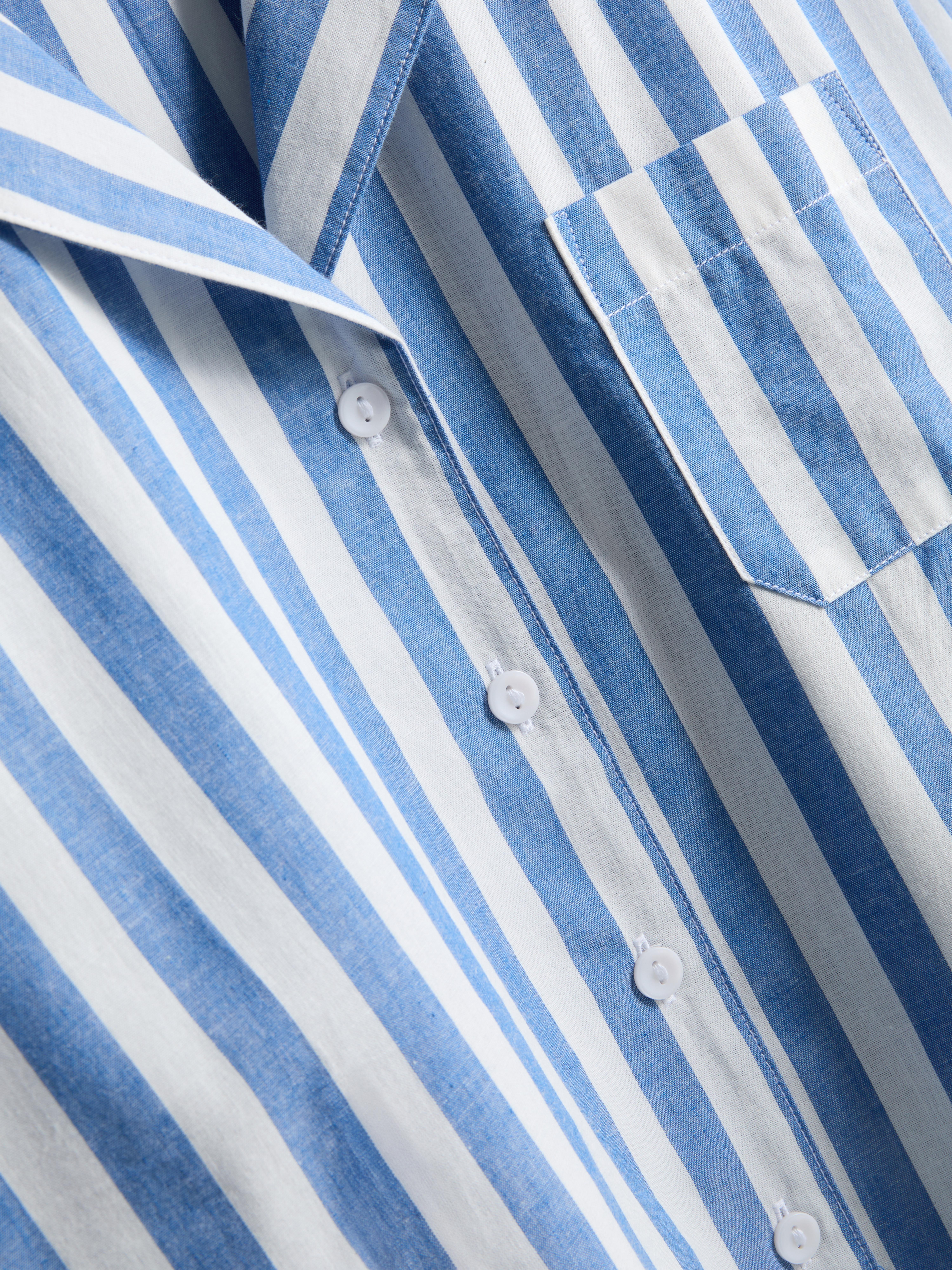 Pijama curto camisa riscas algodão