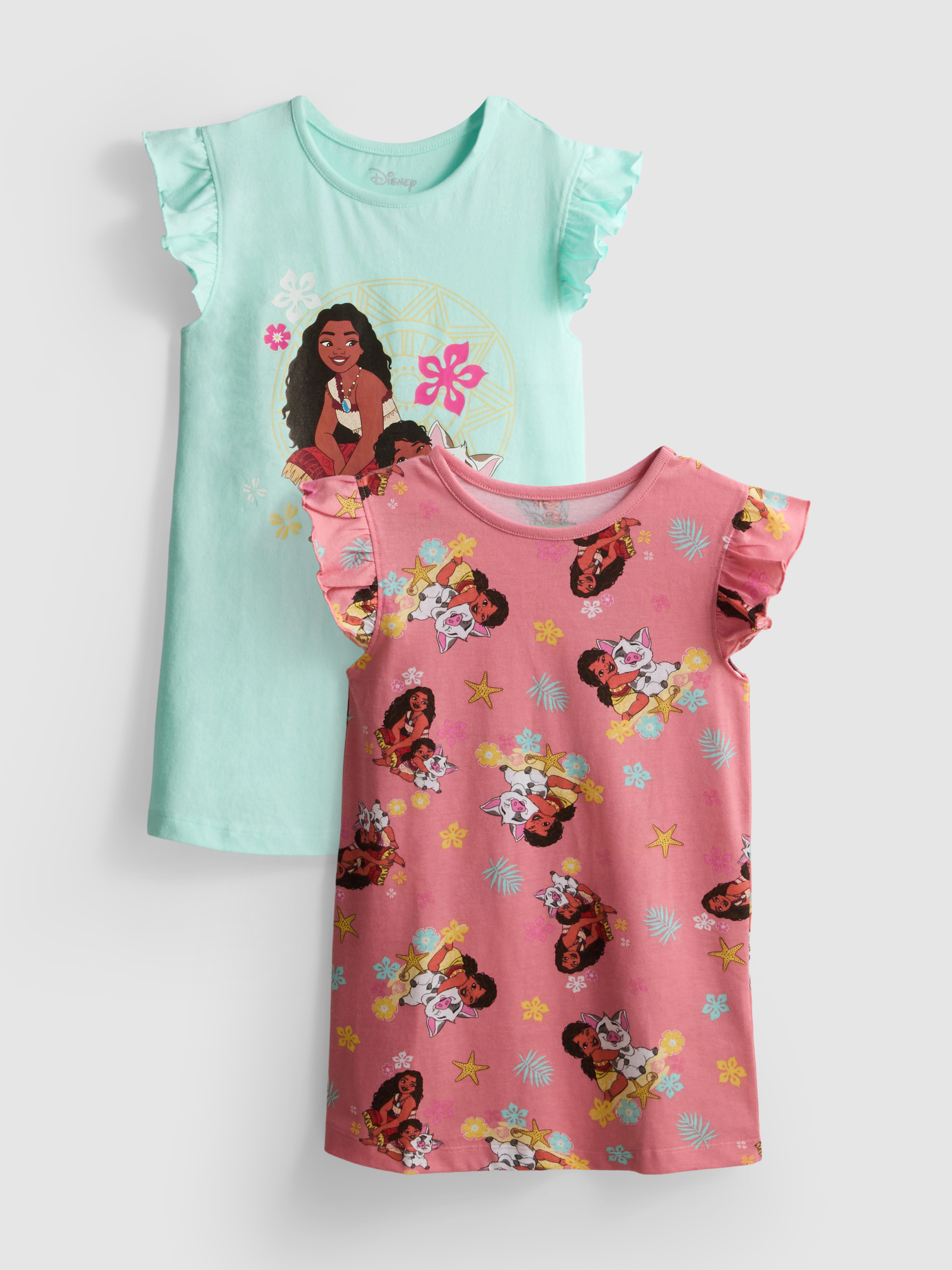 1.5-8yrs | 2pk Disney's Moana Ruffle Sleep T-Shirts