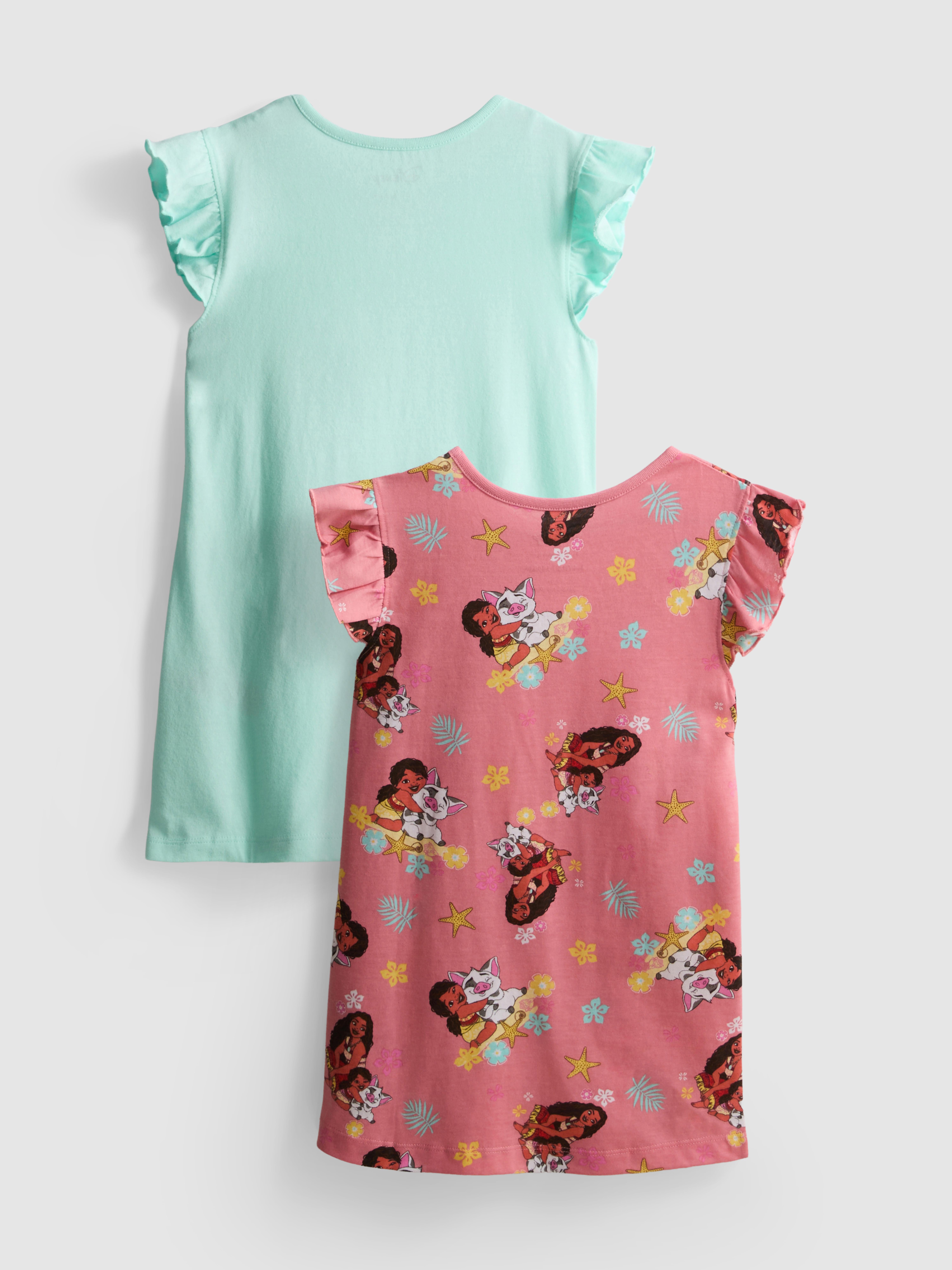 1.5-8yrs | 2pk Disney's Moana Ruffle Sleep T-Shirts