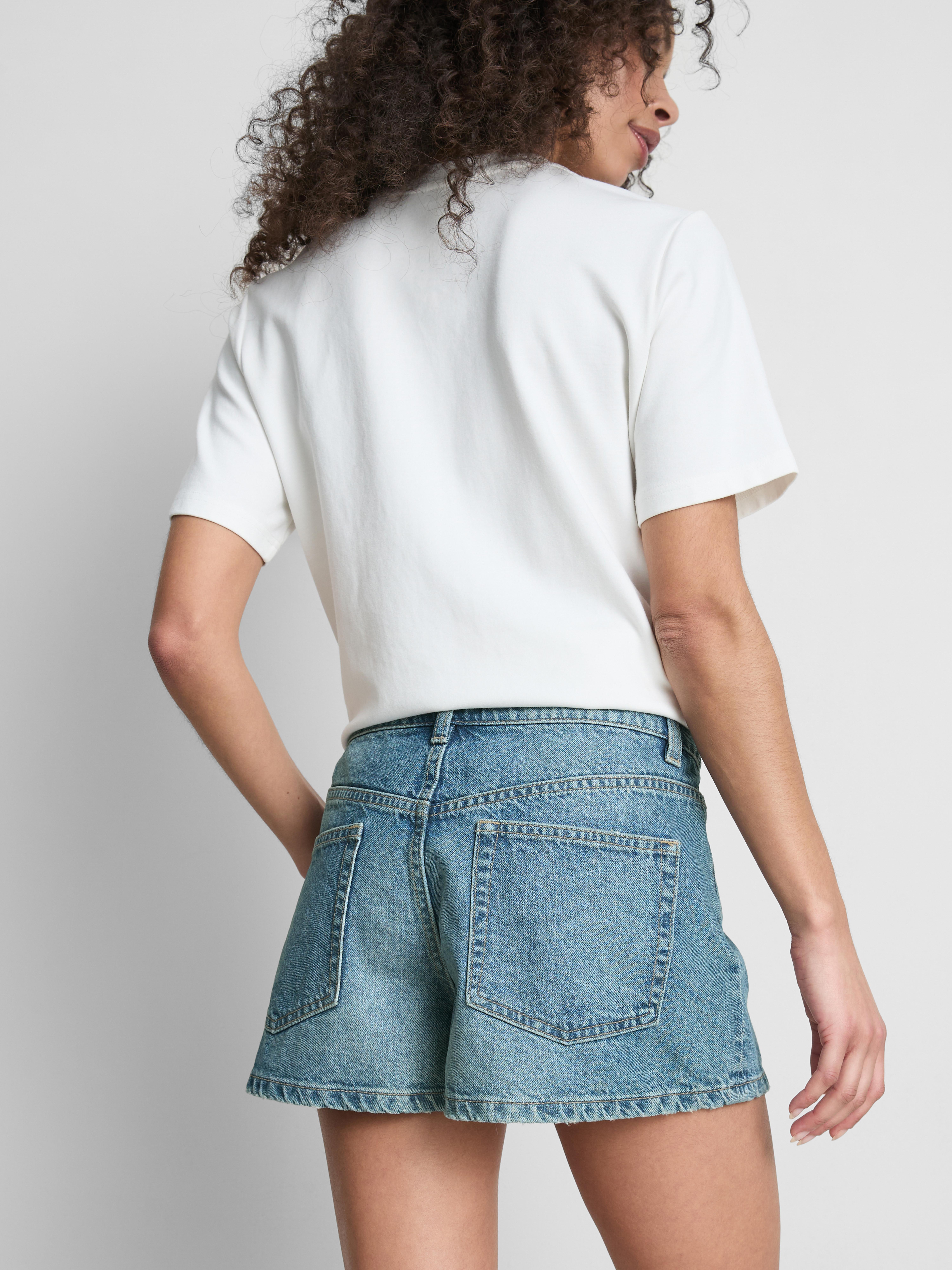 Cotton Denim Mini Shorts