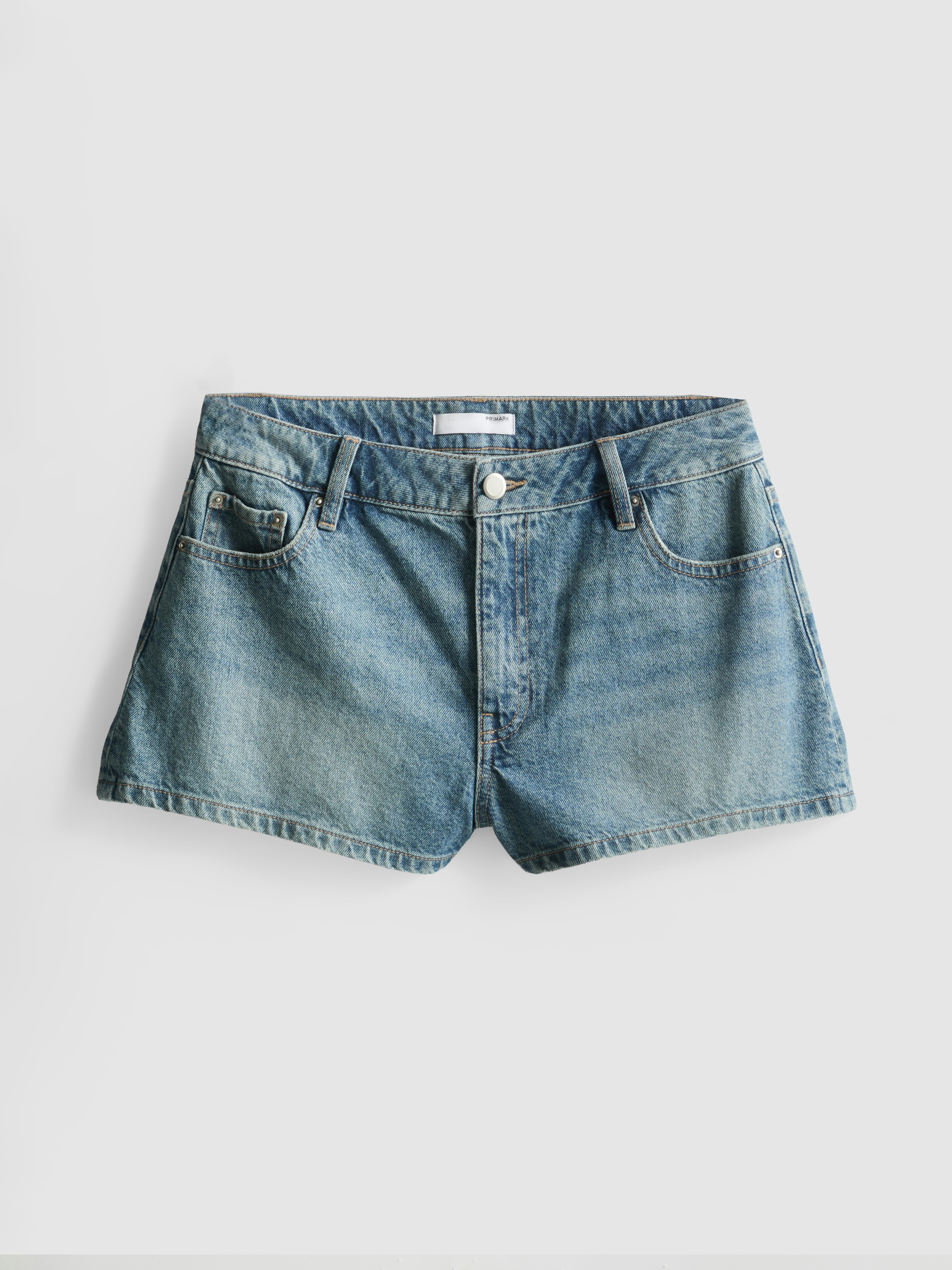 Cotton Denim Mini Shorts