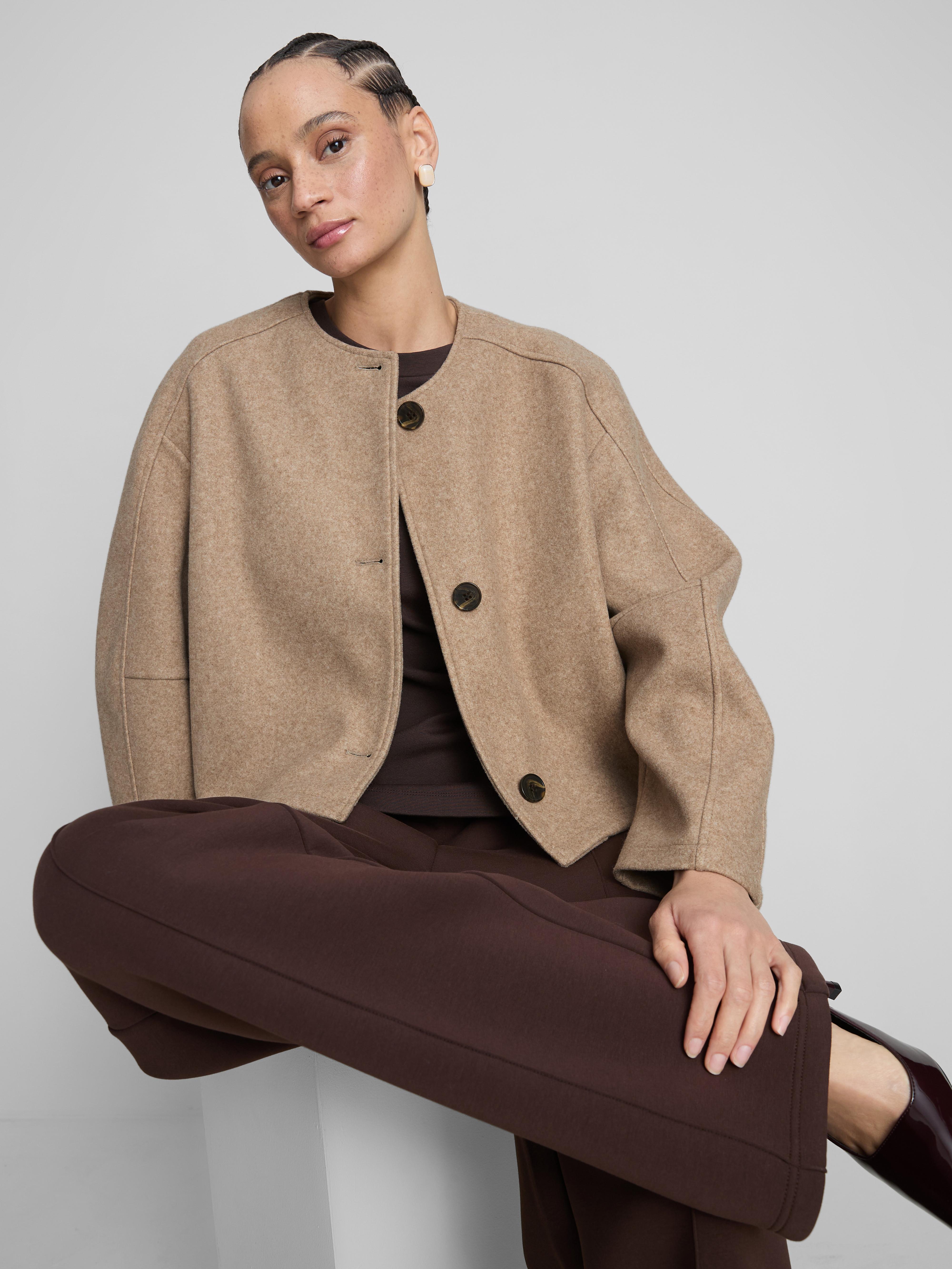 Cropped Collarless Jacket