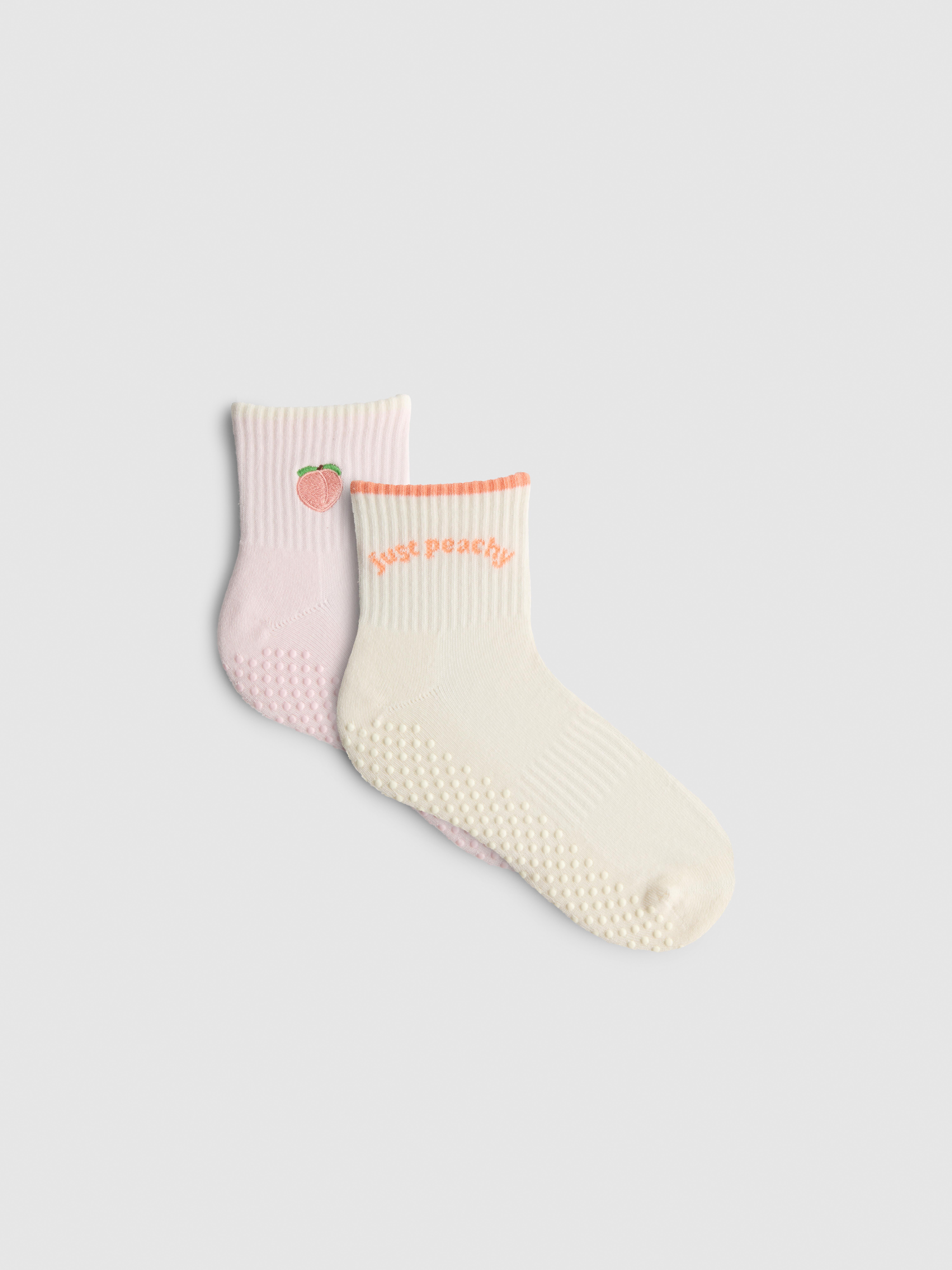 2pk Cotton Rich Quarter Crew Peach Yoga Socks