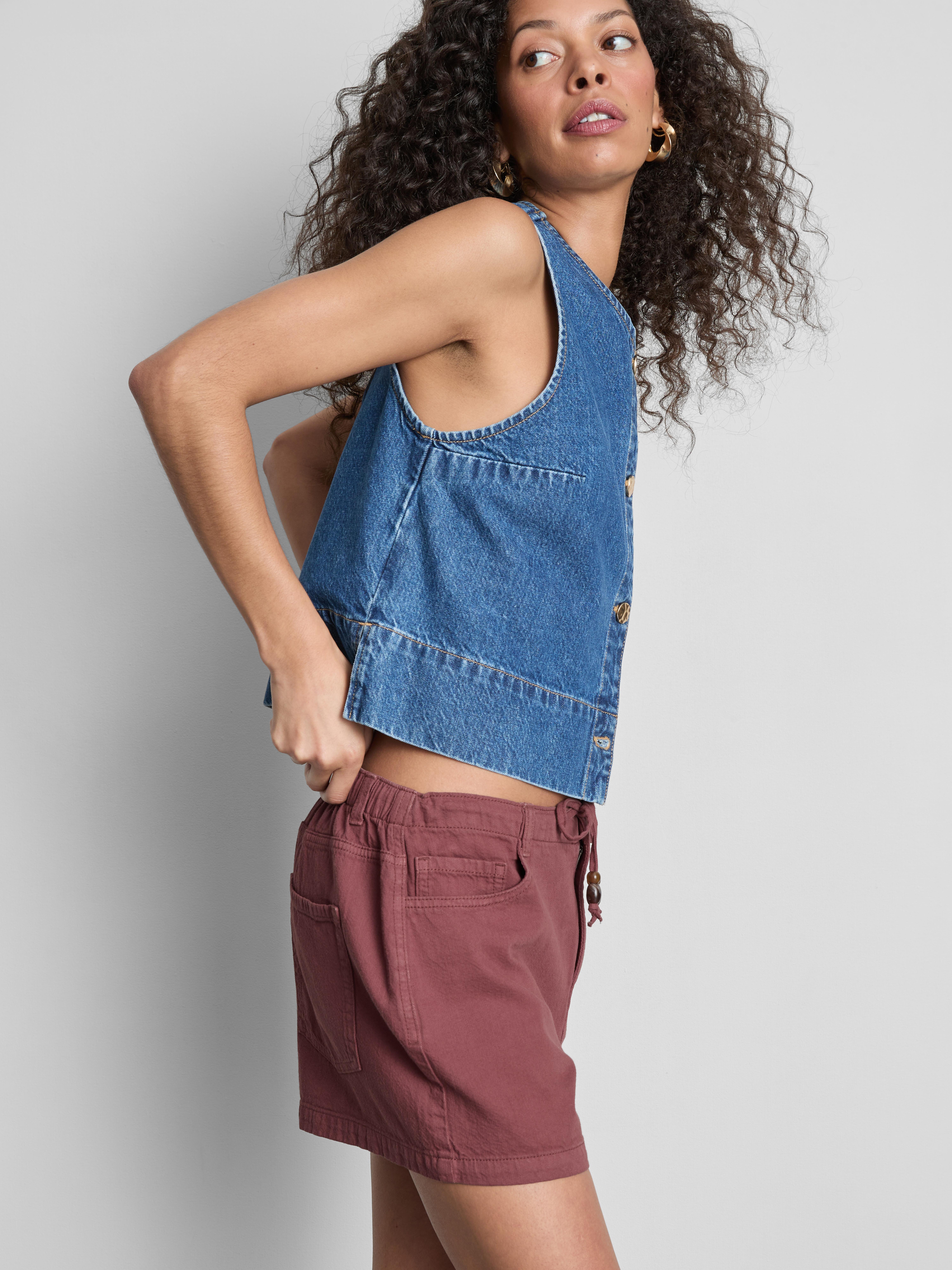 Cotton Drawstring Beaded Casual Shorts
