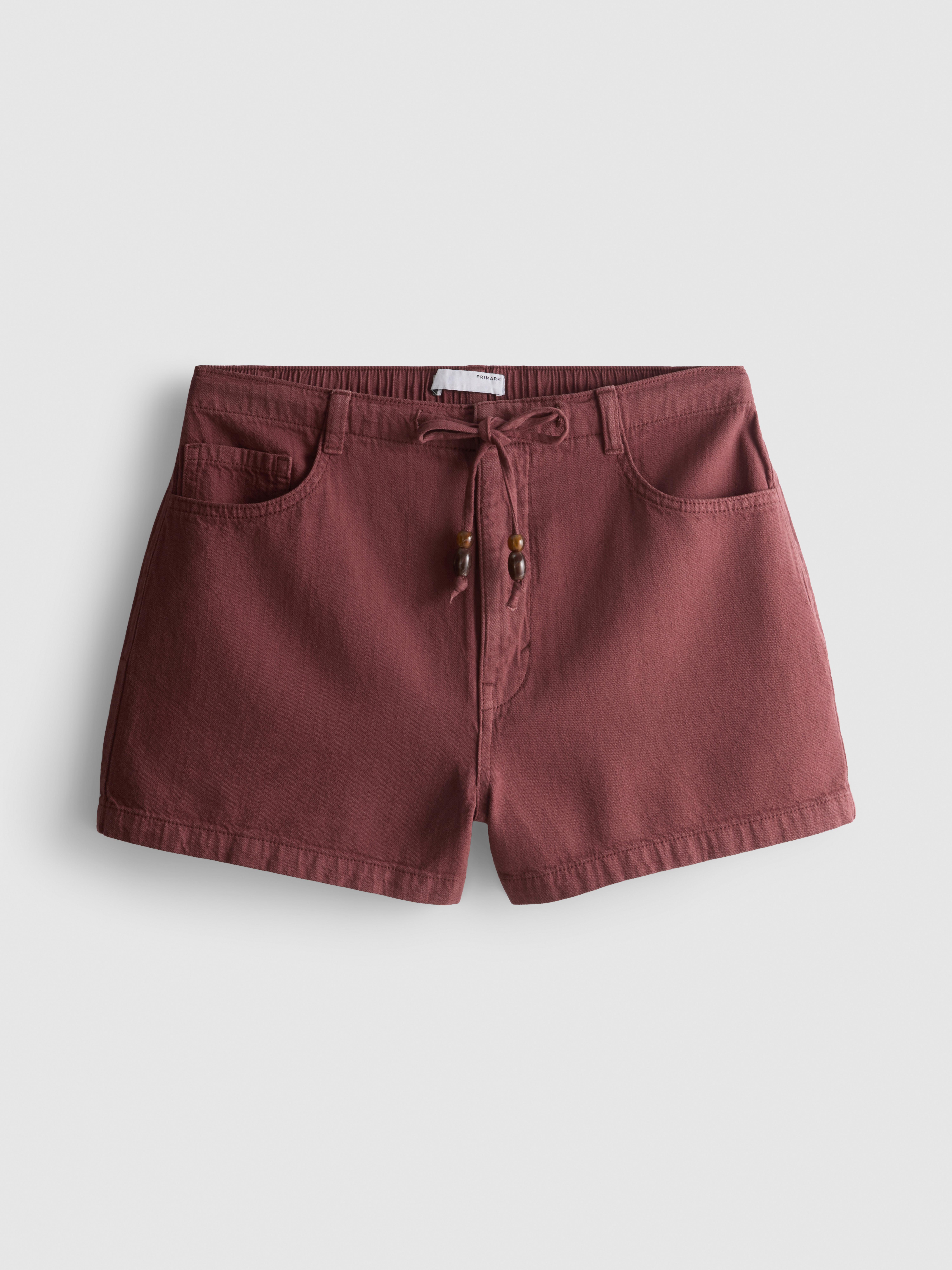 Cotton Drawstring Beaded Casual Shorts