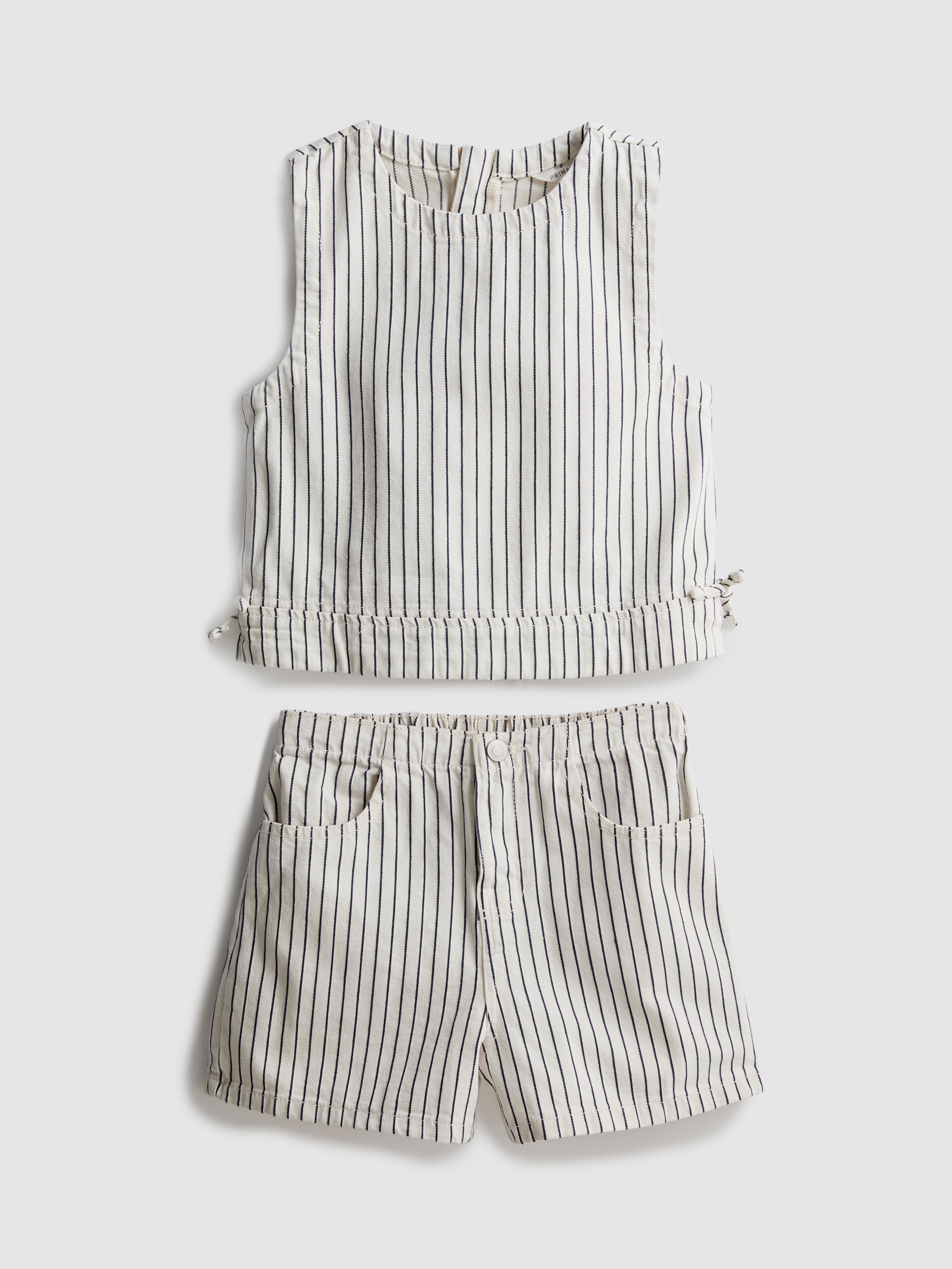 7-15yrs | Stripe Denim Sleeveless Top and Shorts Set
