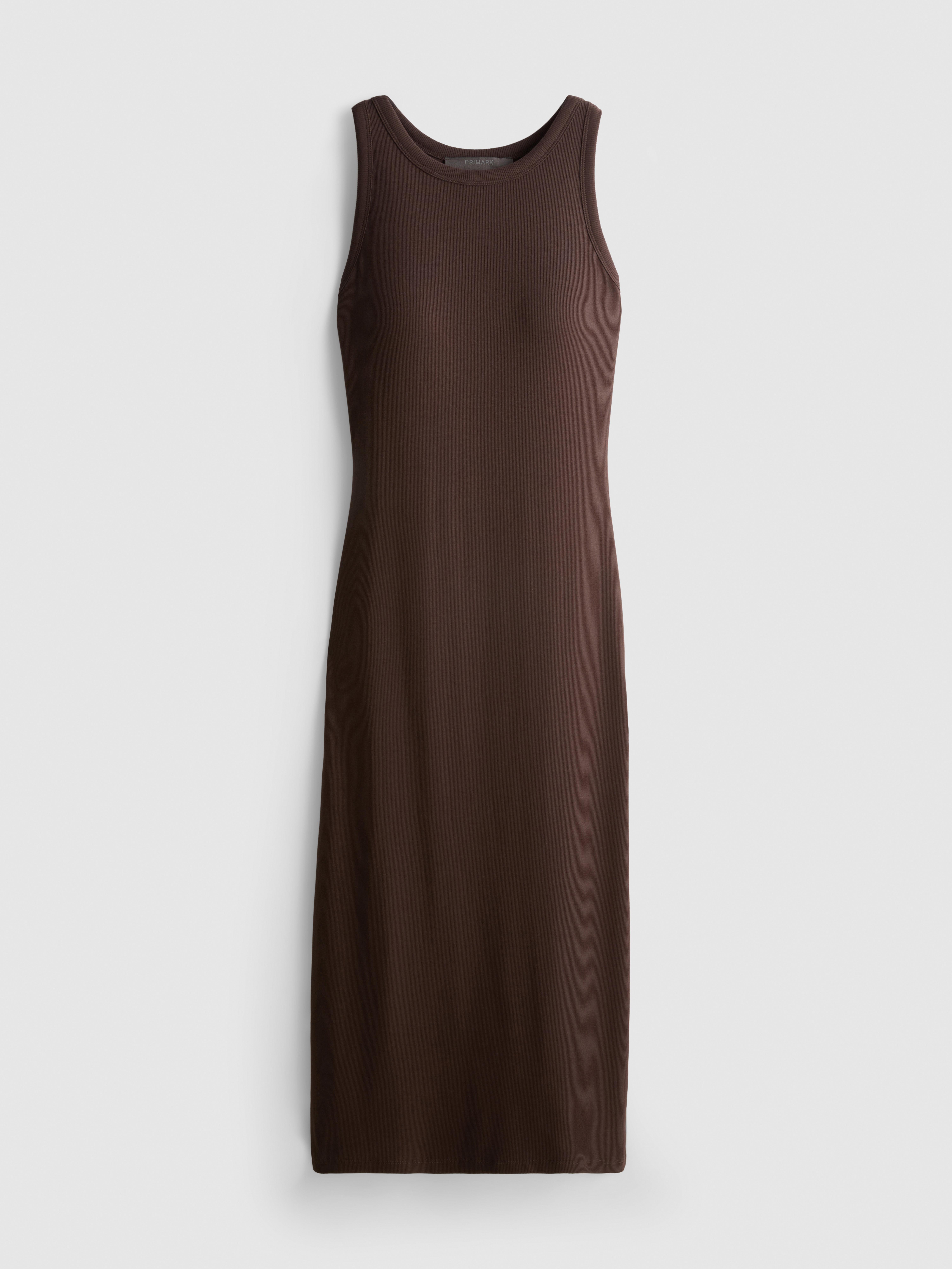 Women's Brown Ribbed Built-In-Bra Midi Dress | Primark