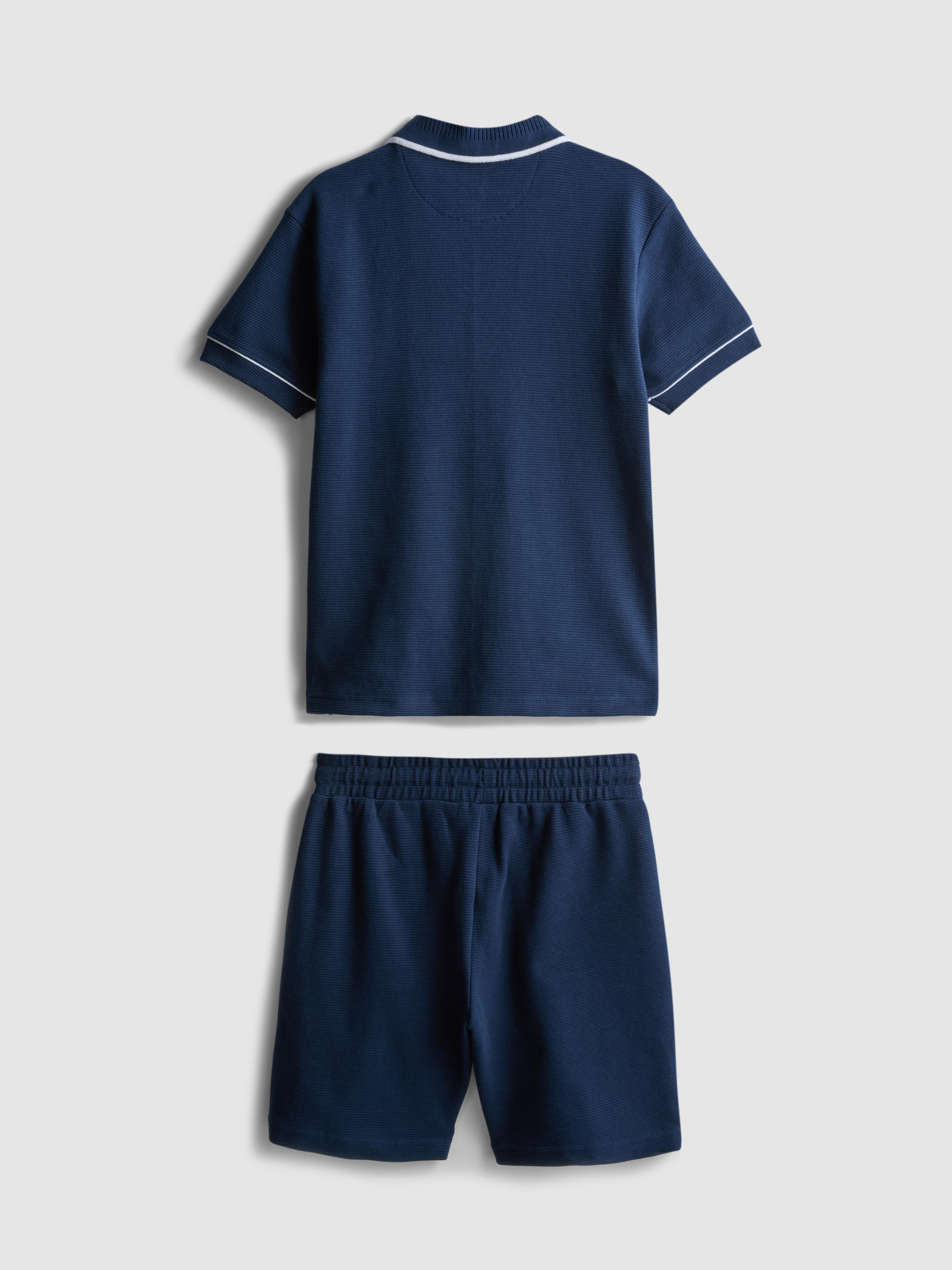 7–15 Jahre | Strukturiertes Poloshirt und Shorts im Set