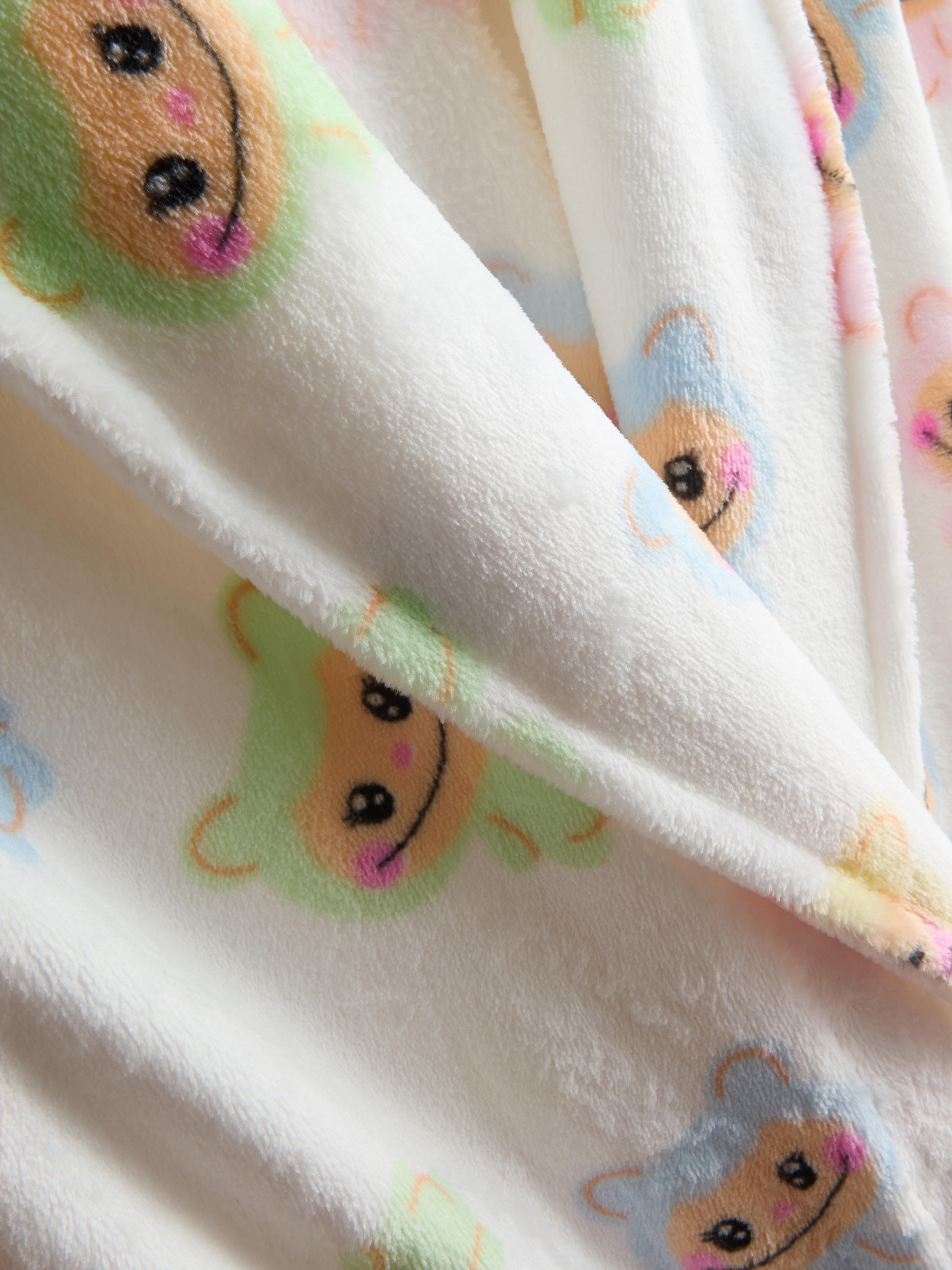 Flauschiger Midi-Bademantel mit Monstermuster