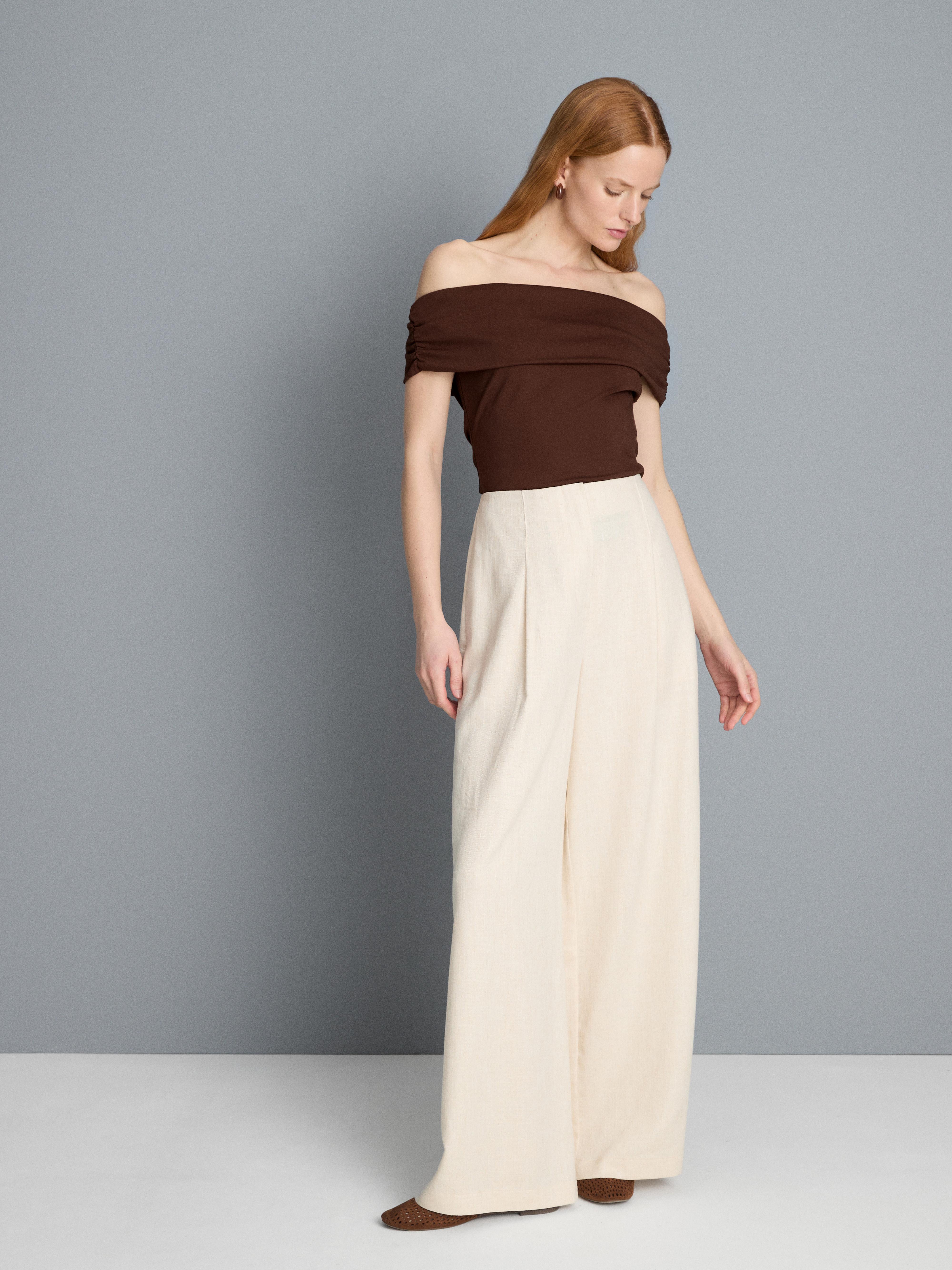 Jersey Bardot Top Brown