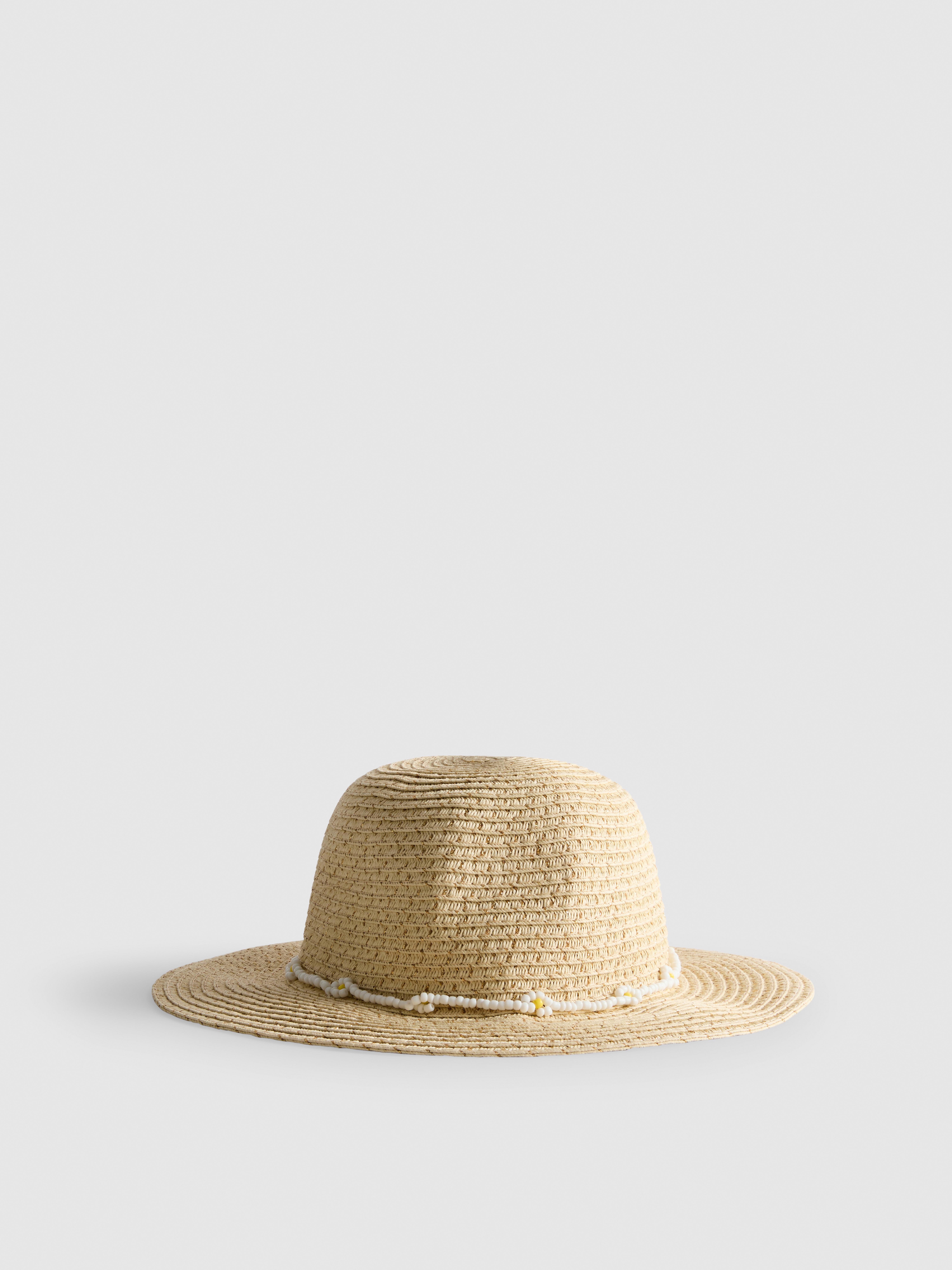 Girls Natural Woven Beaded Hat | Primark