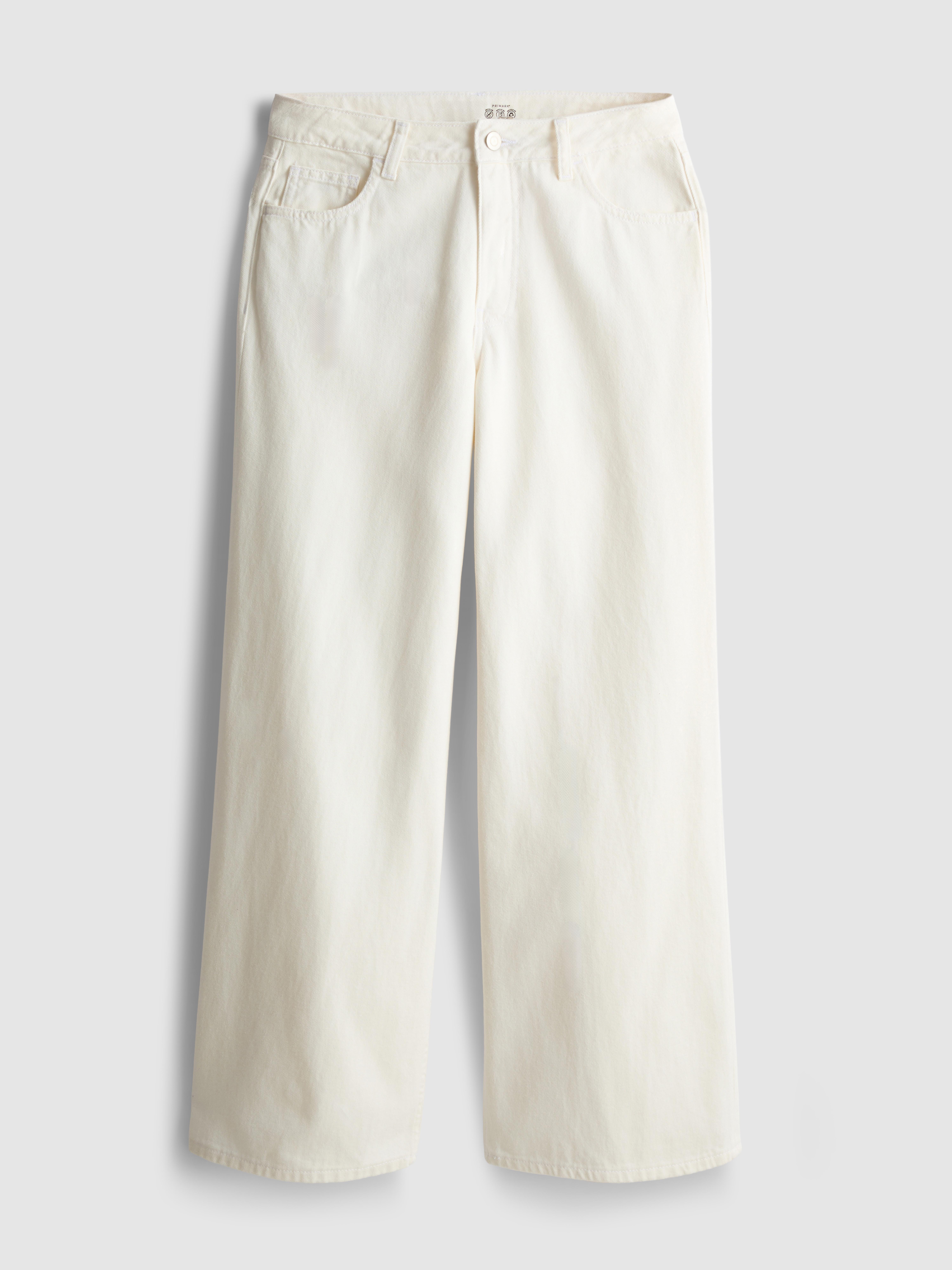 Cotton Denim Mid-Rise Wide Leg Jeans