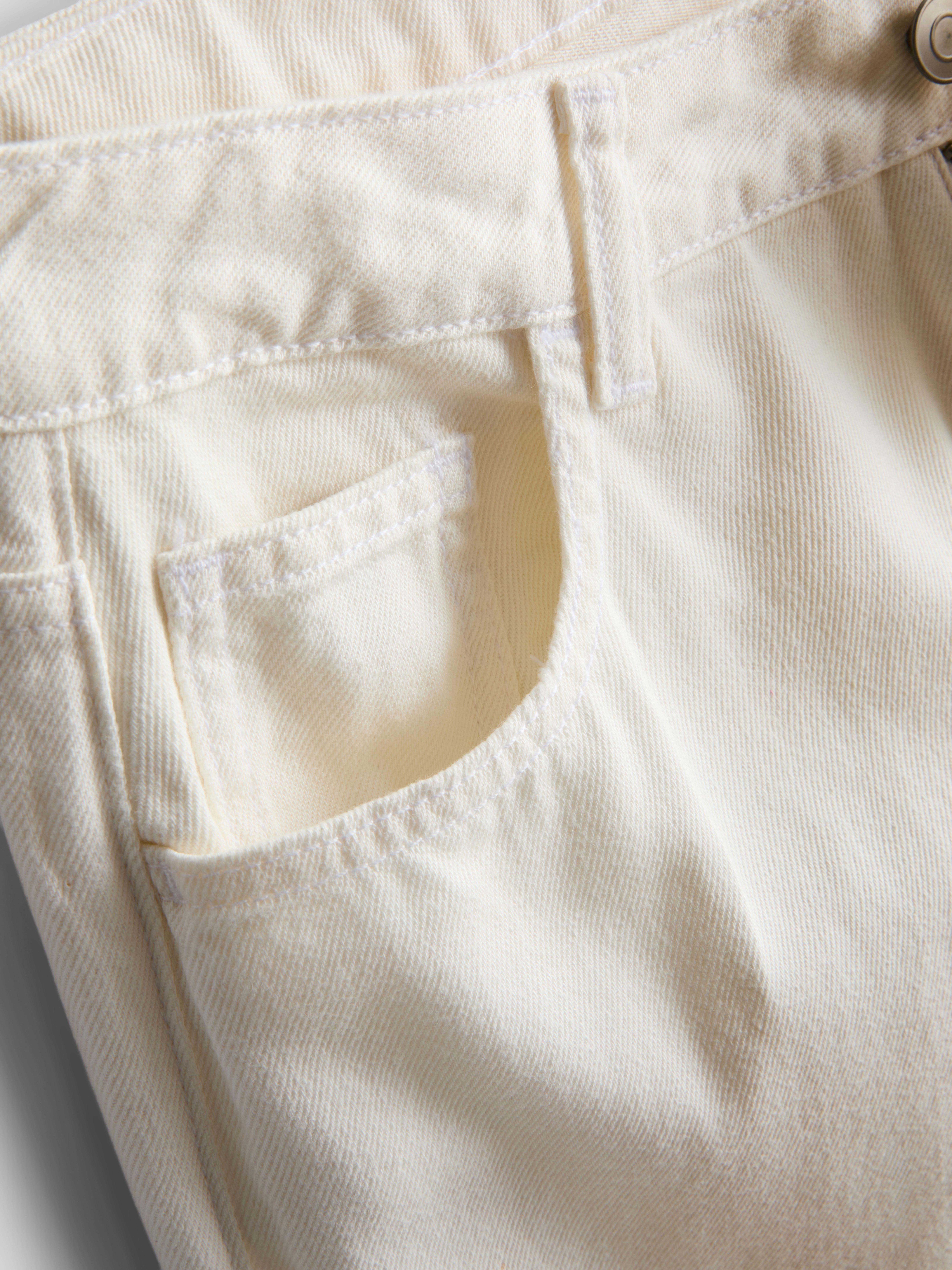 Cotton Denim Mid-Rise Wide Leg Jeans