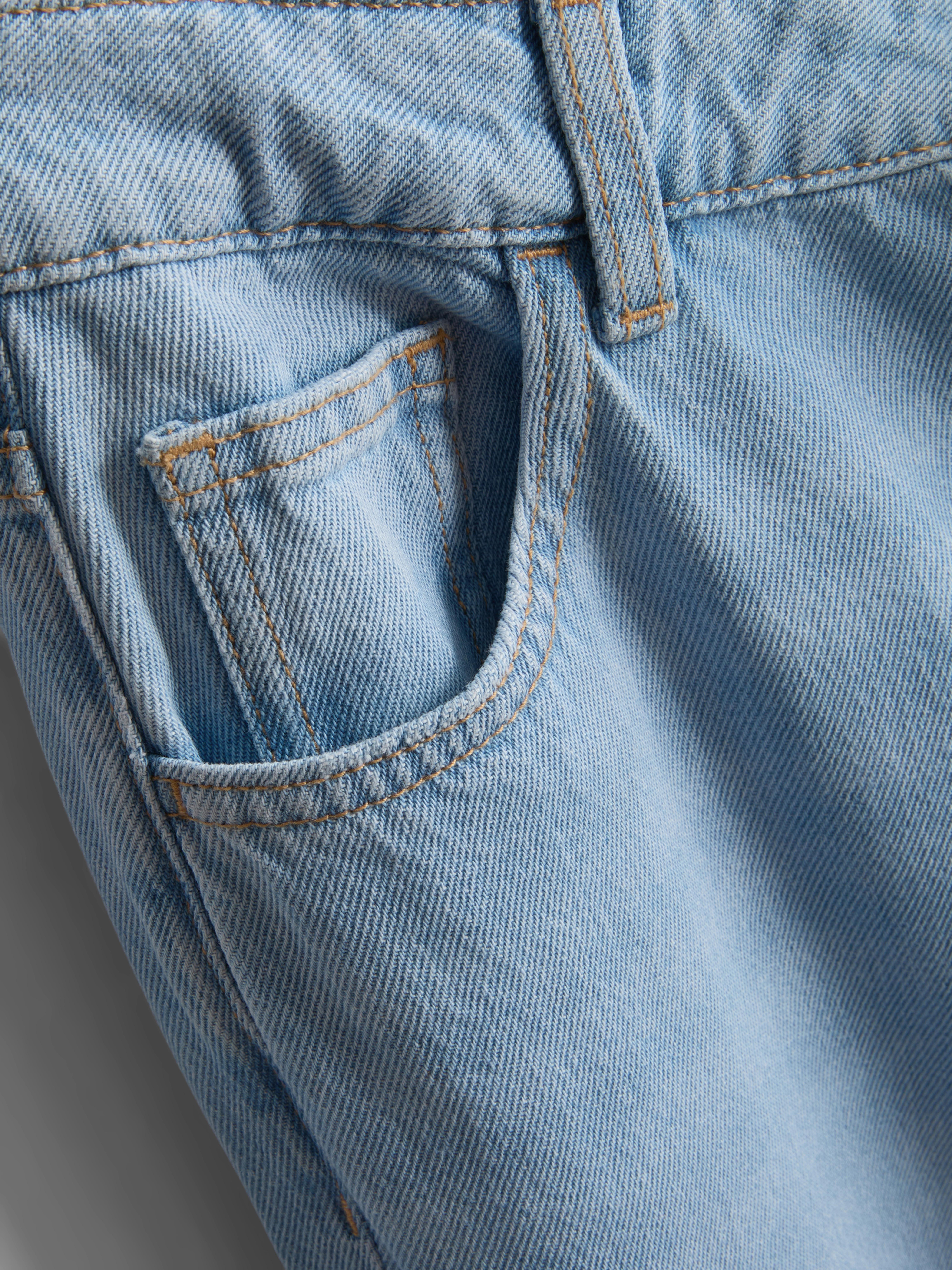 Cotton Denim Mid-Rise Wide Leg Jeans