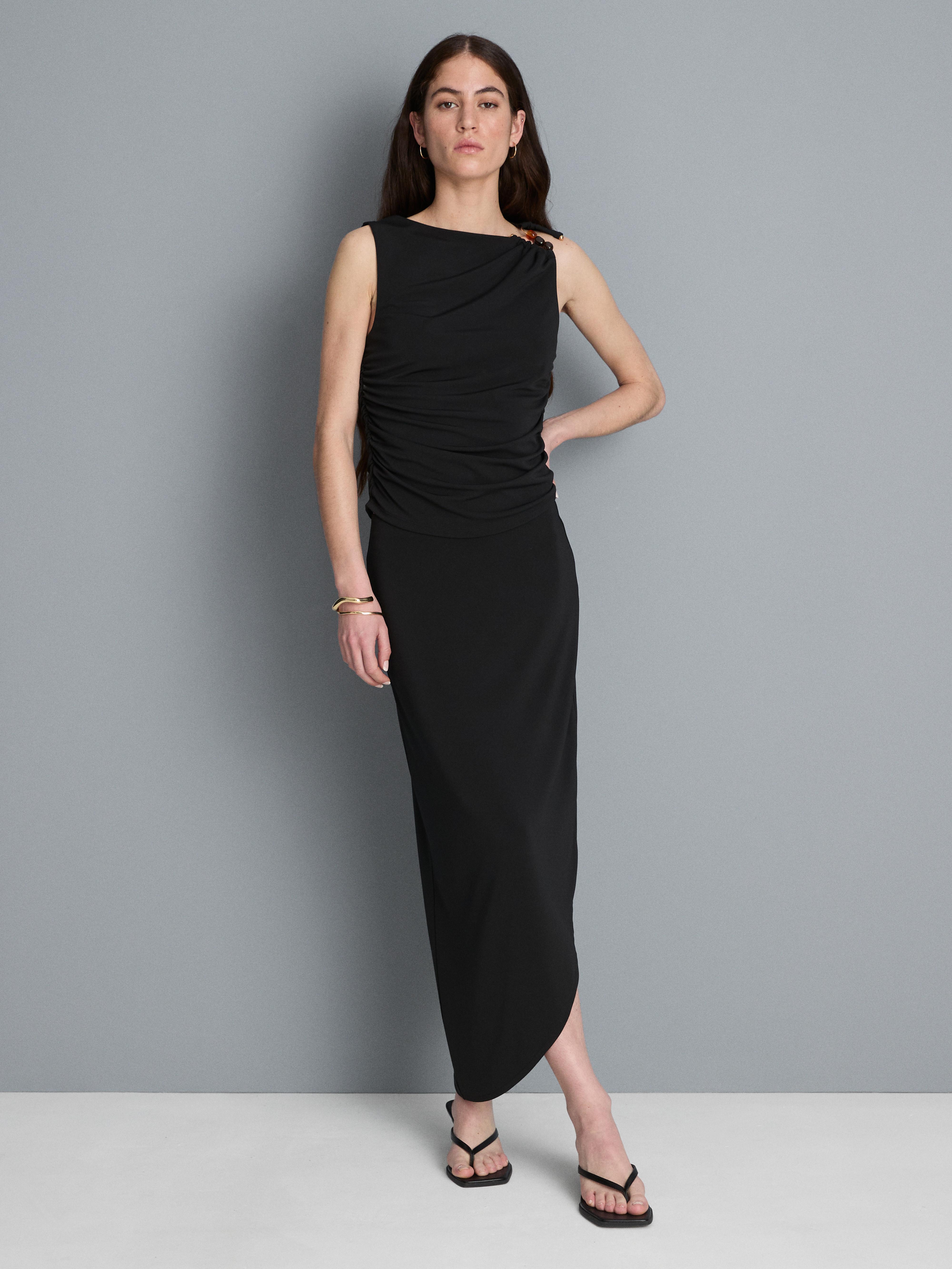 Asymetryczna spódnica midi z dżerseju