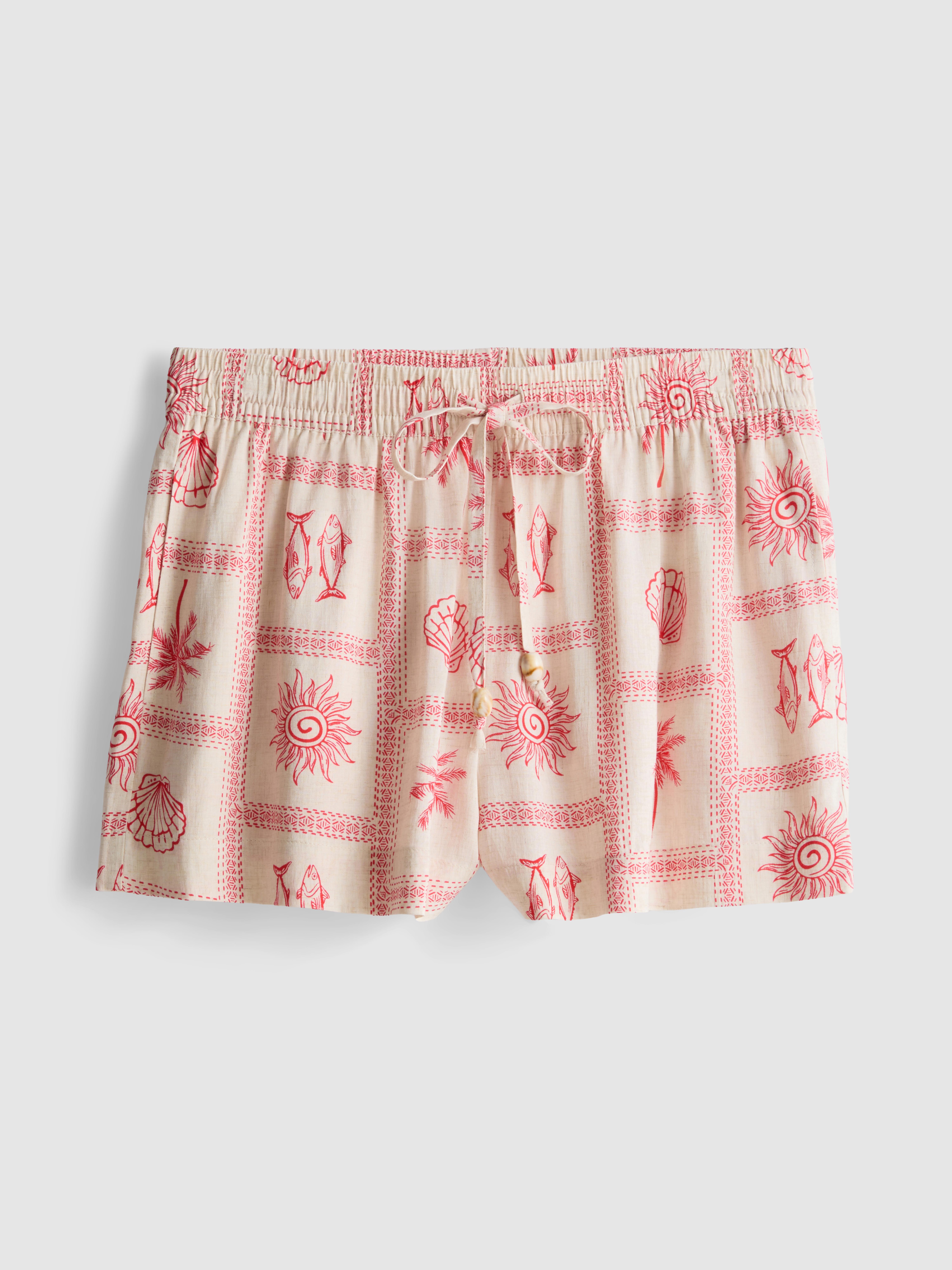 Schlafanzugshorts mit Kordelzug und Kachel-Print