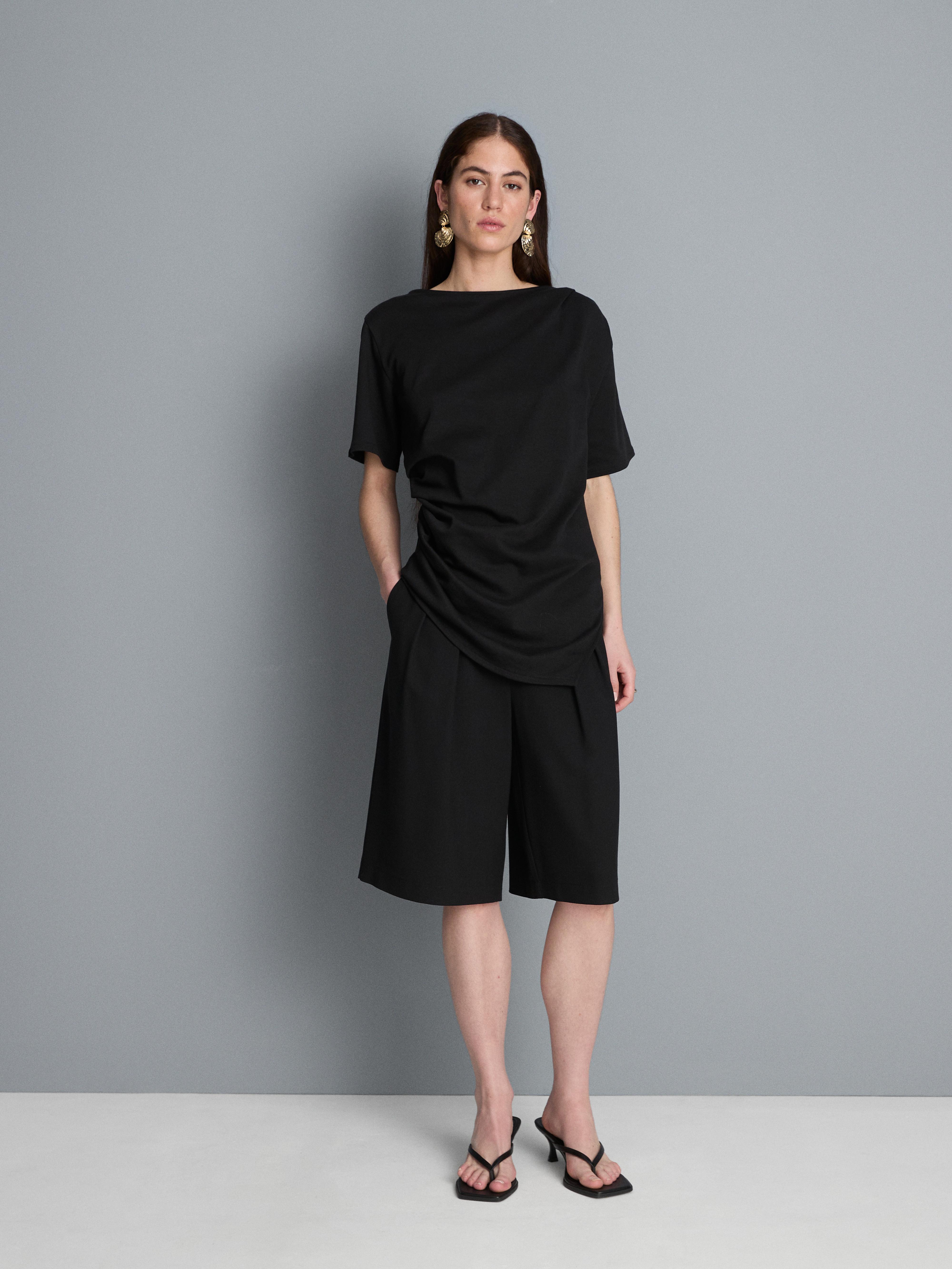 Cotton Draped Asymmetrical Tee