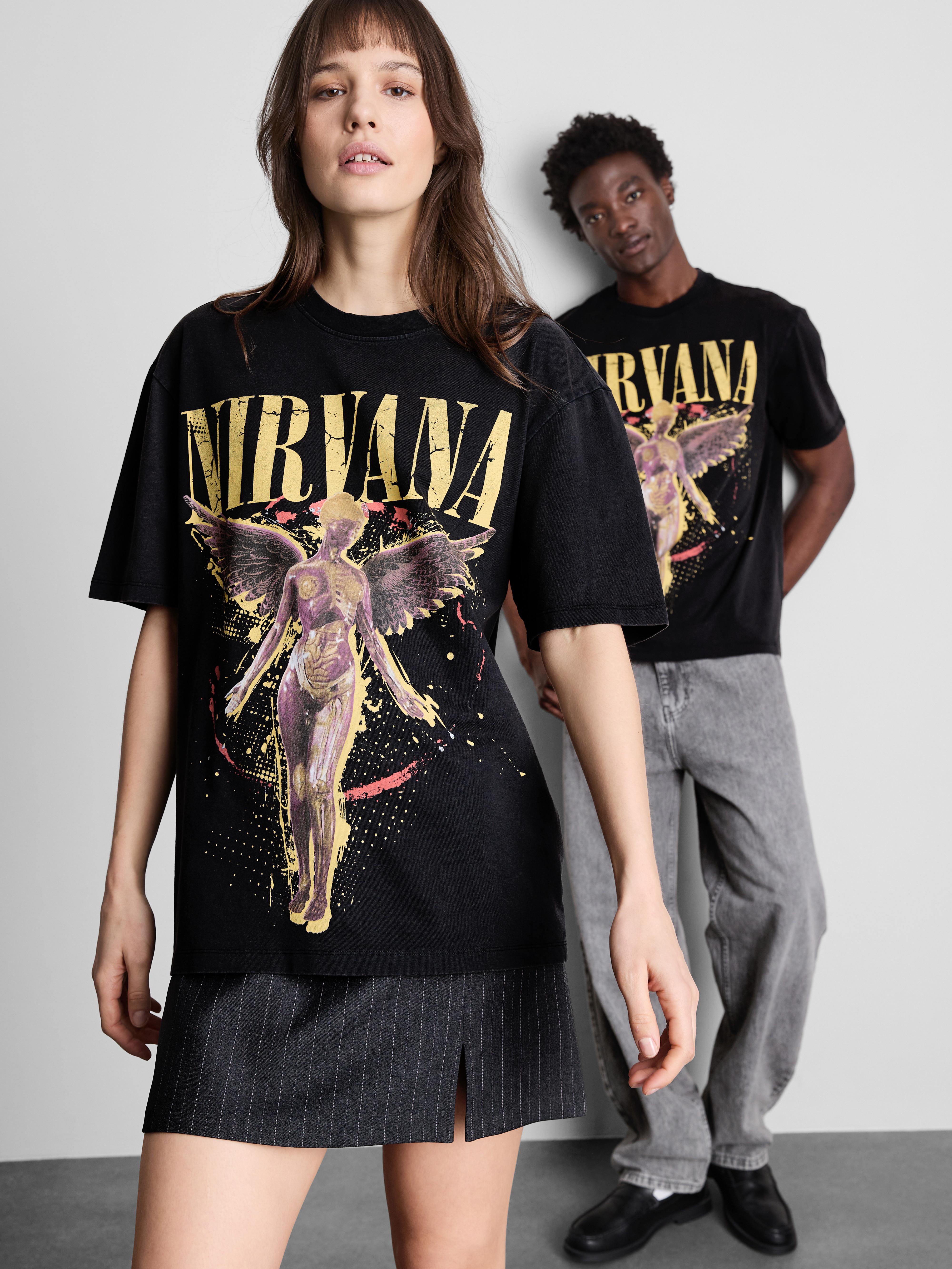 Men's Charcoal Nirvana Angel Graphic T-Shirt | Primark