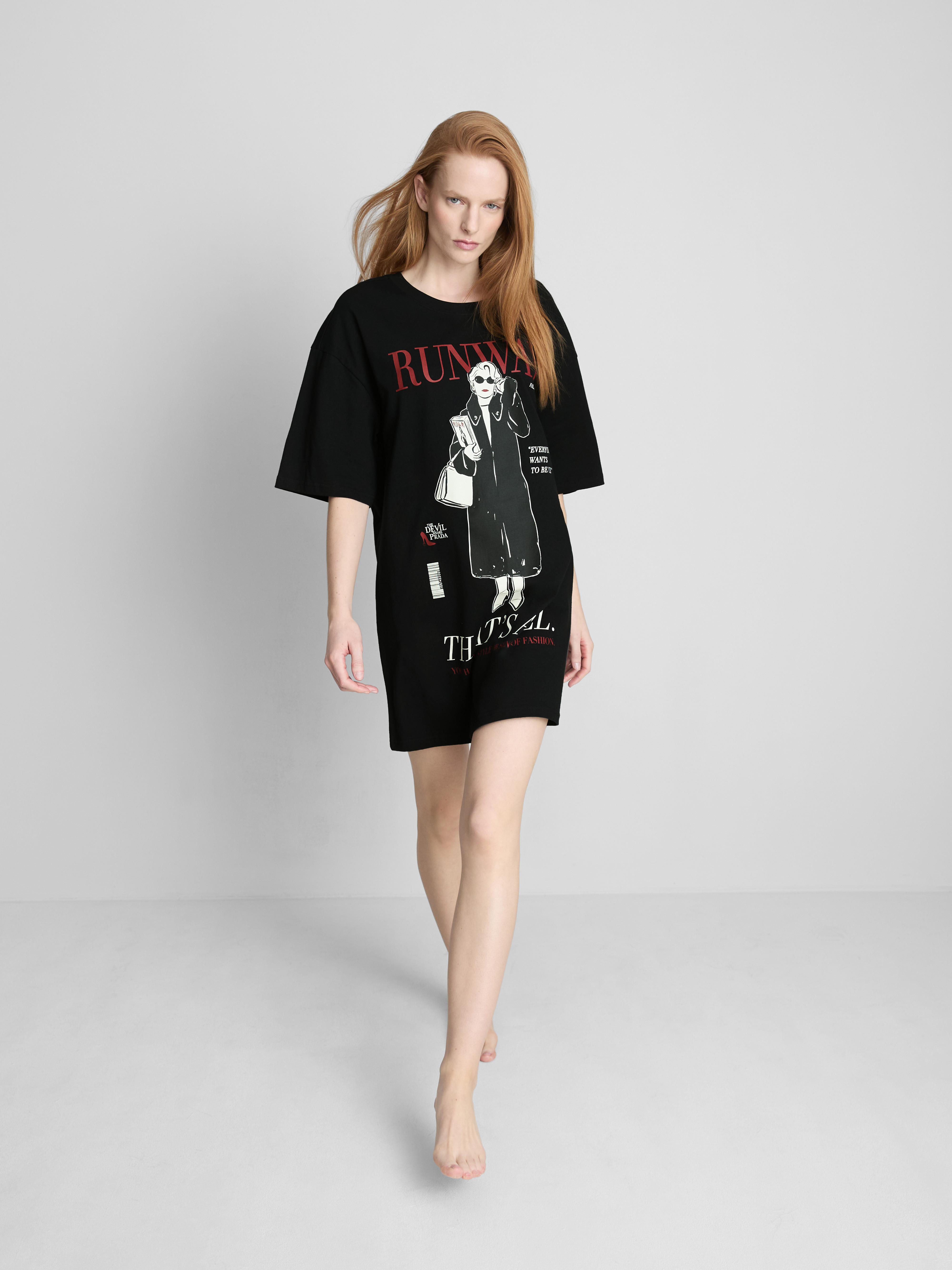 The Devil Wears Prada Cotton Oversized Graphic Nightshirt
