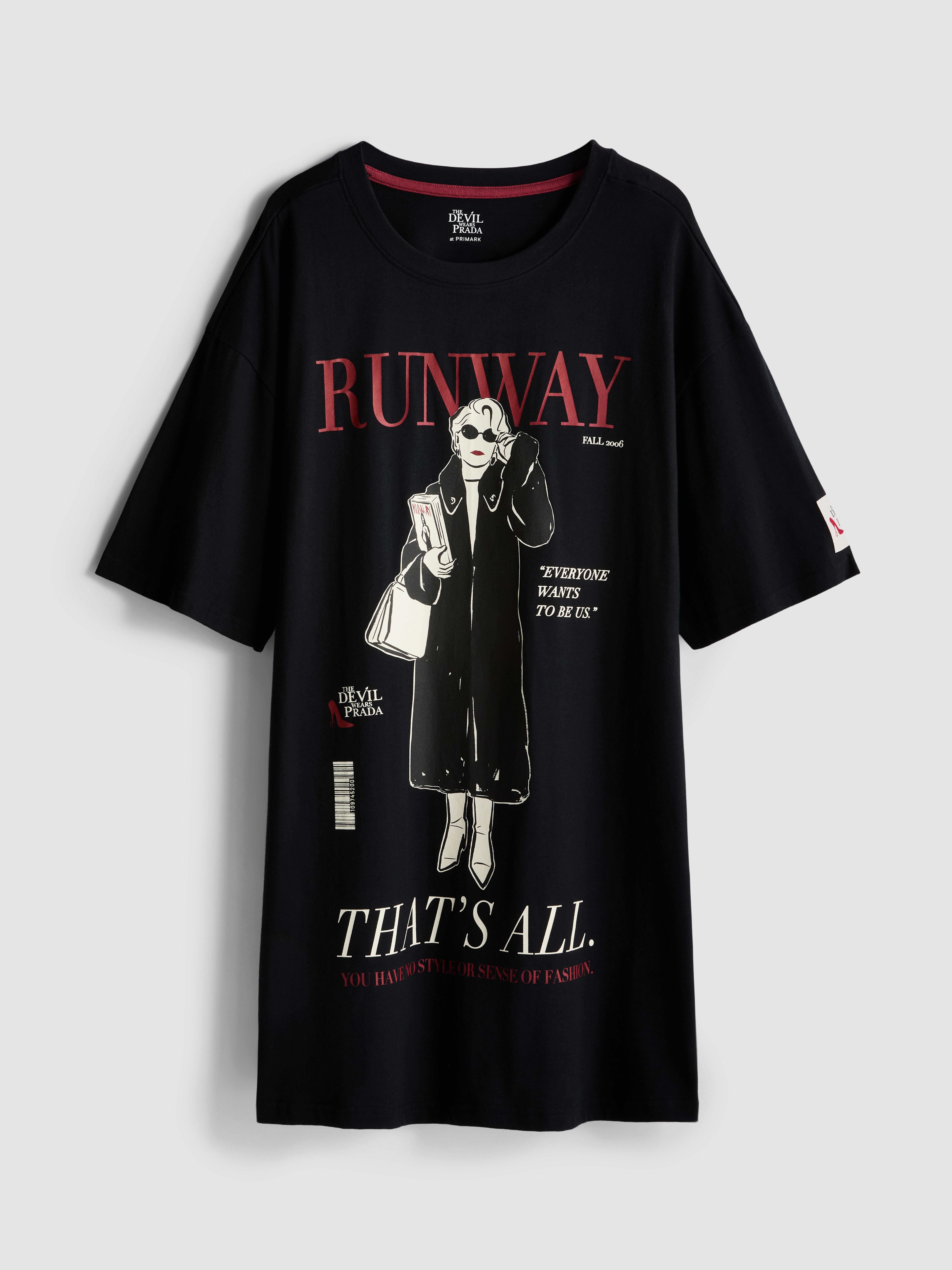 Chemise de nuit oversize en coton à motif Le Diable s'habille en Prada