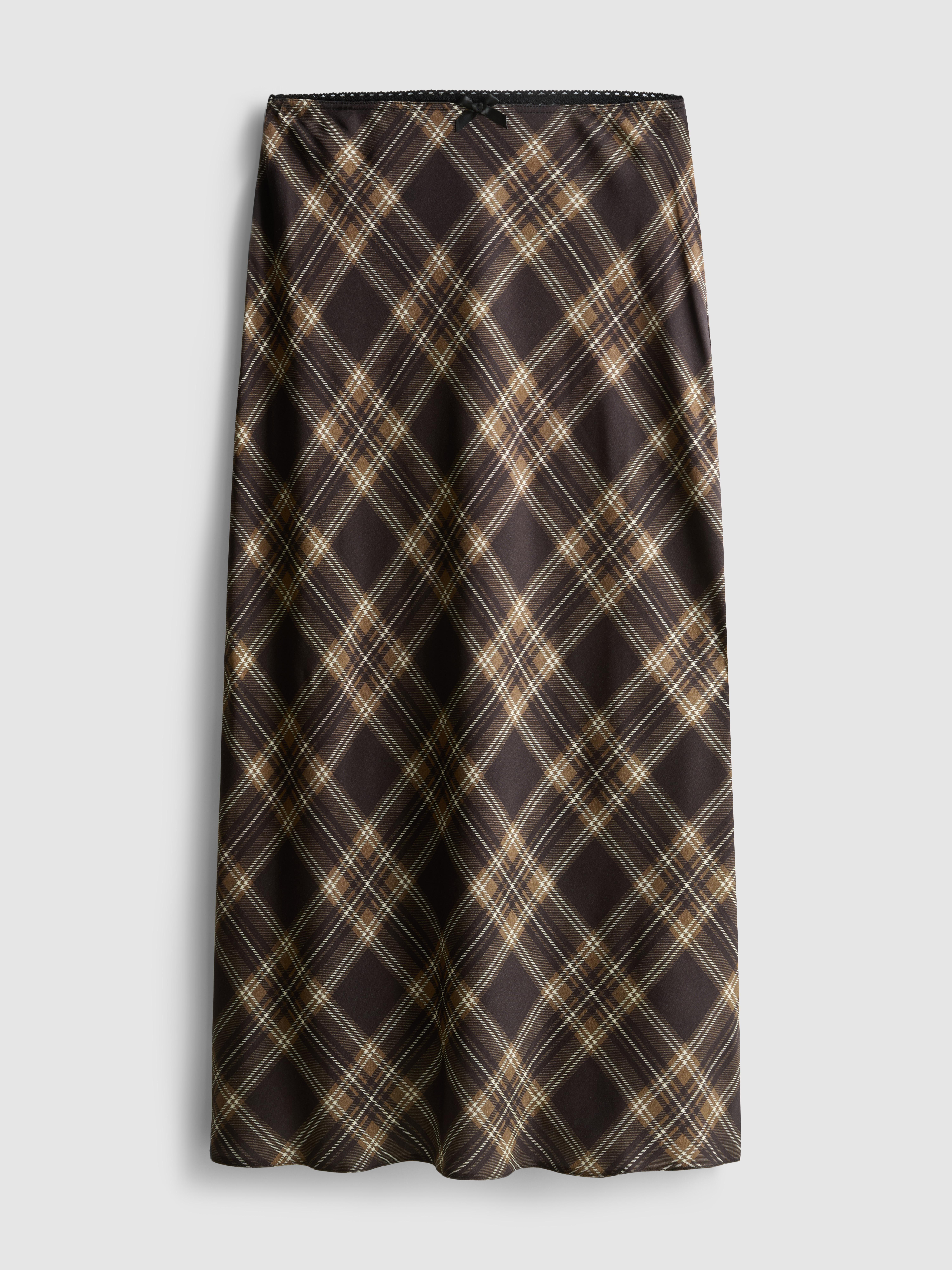 Women's Multi Check A-Line Midi Skirt