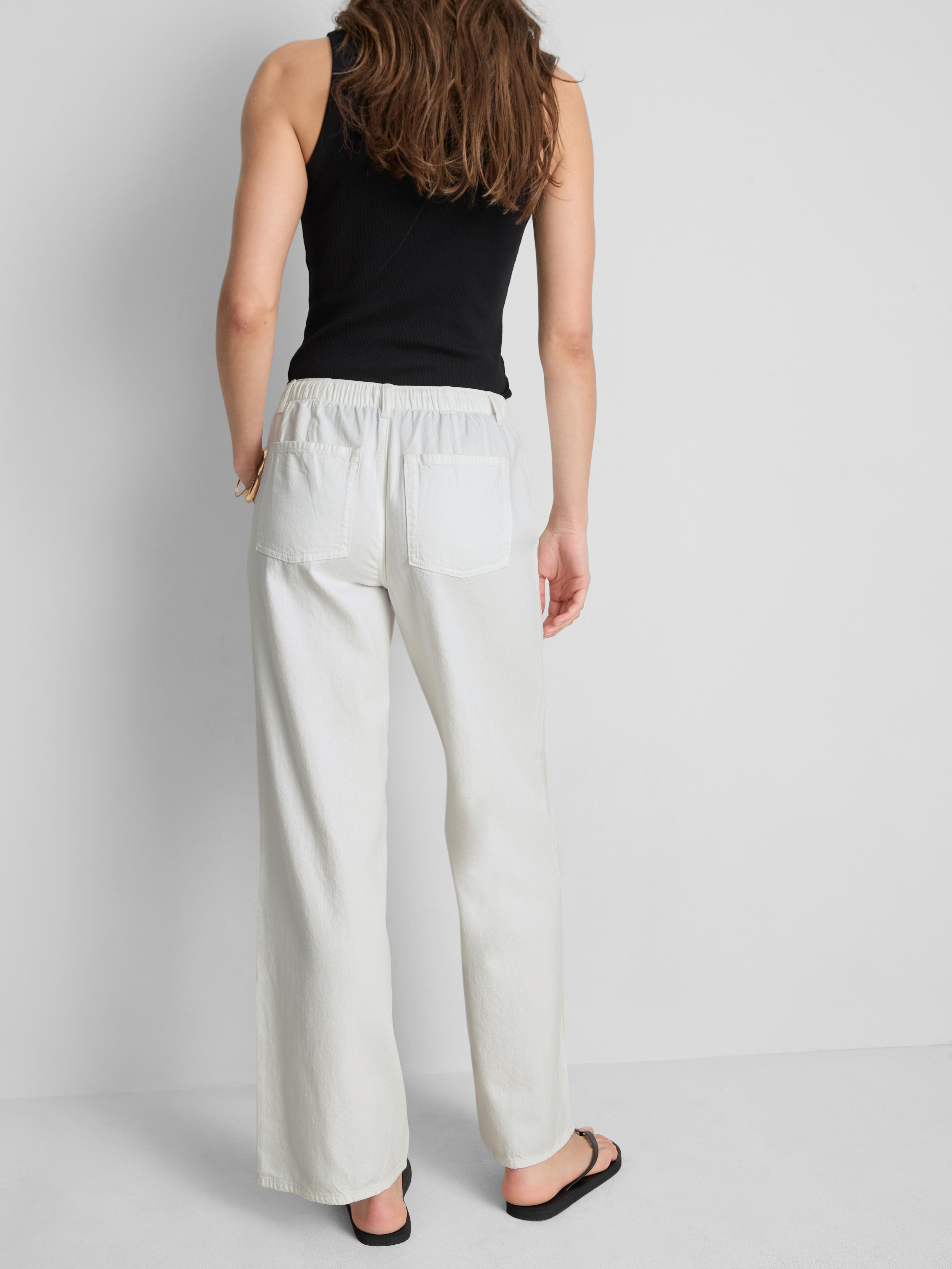 Pantalon droit en coton à perles