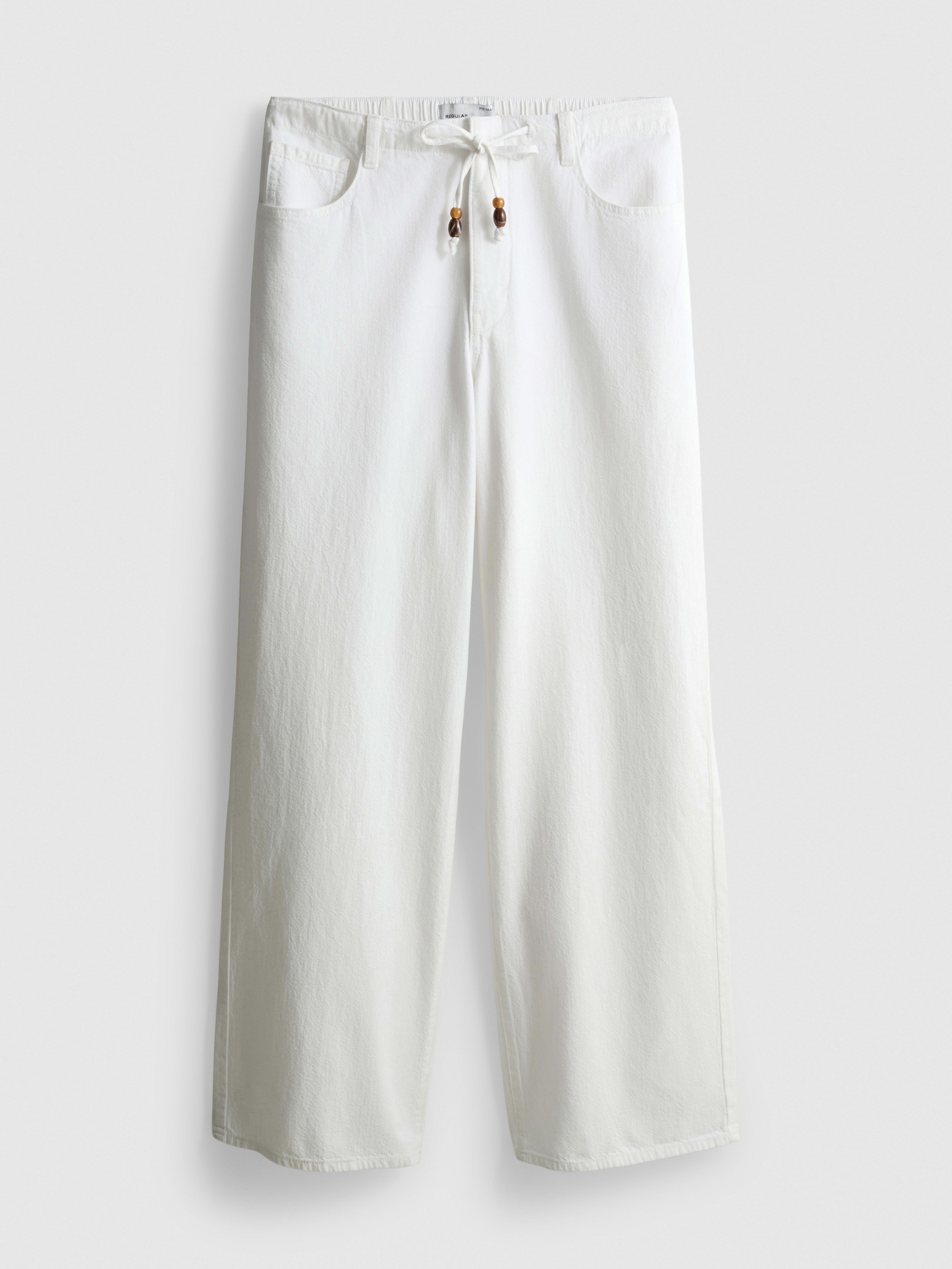 Pantalon droit en coton à perles
