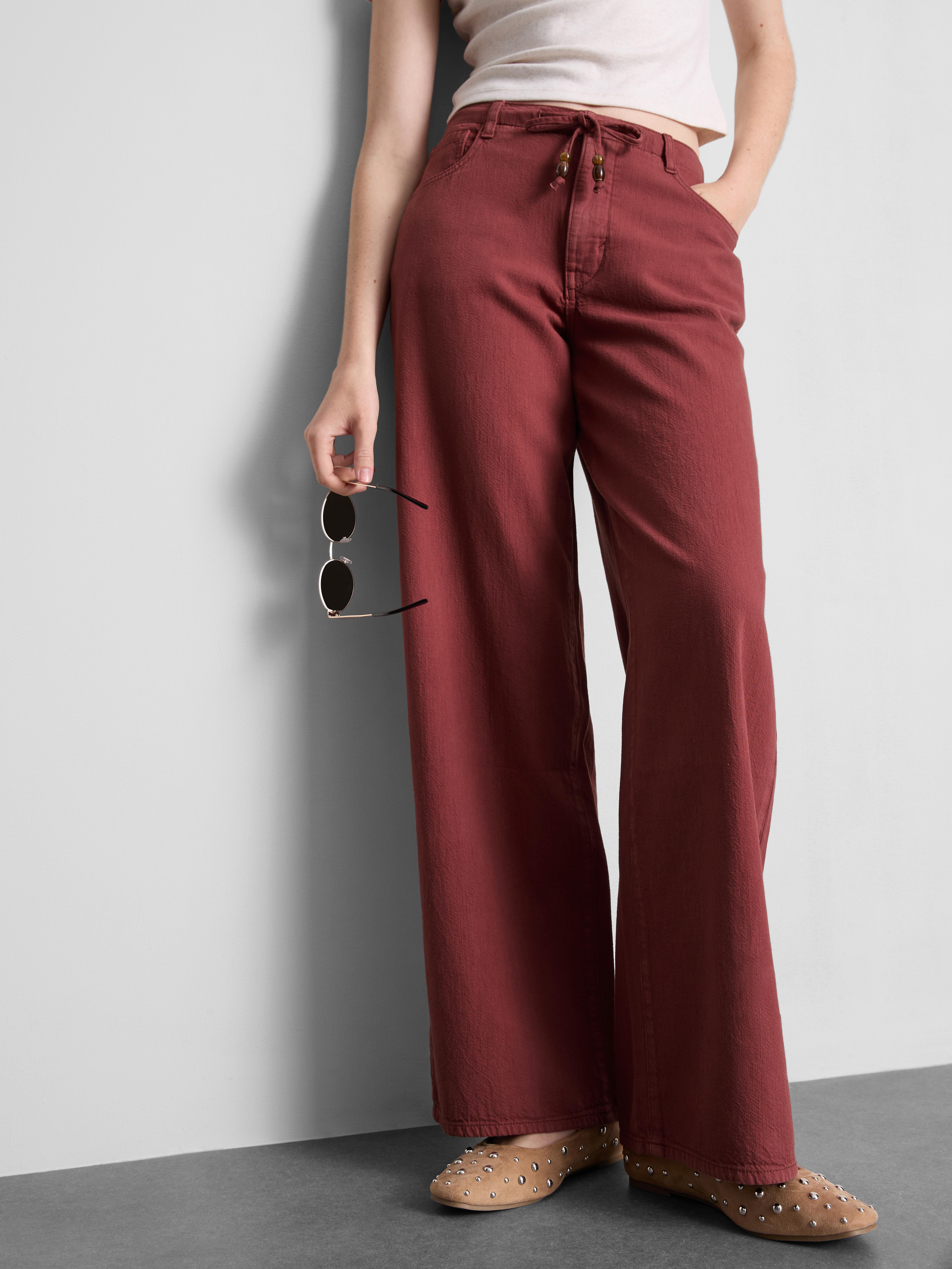 Cotton Straight Leg Beaded Trousers