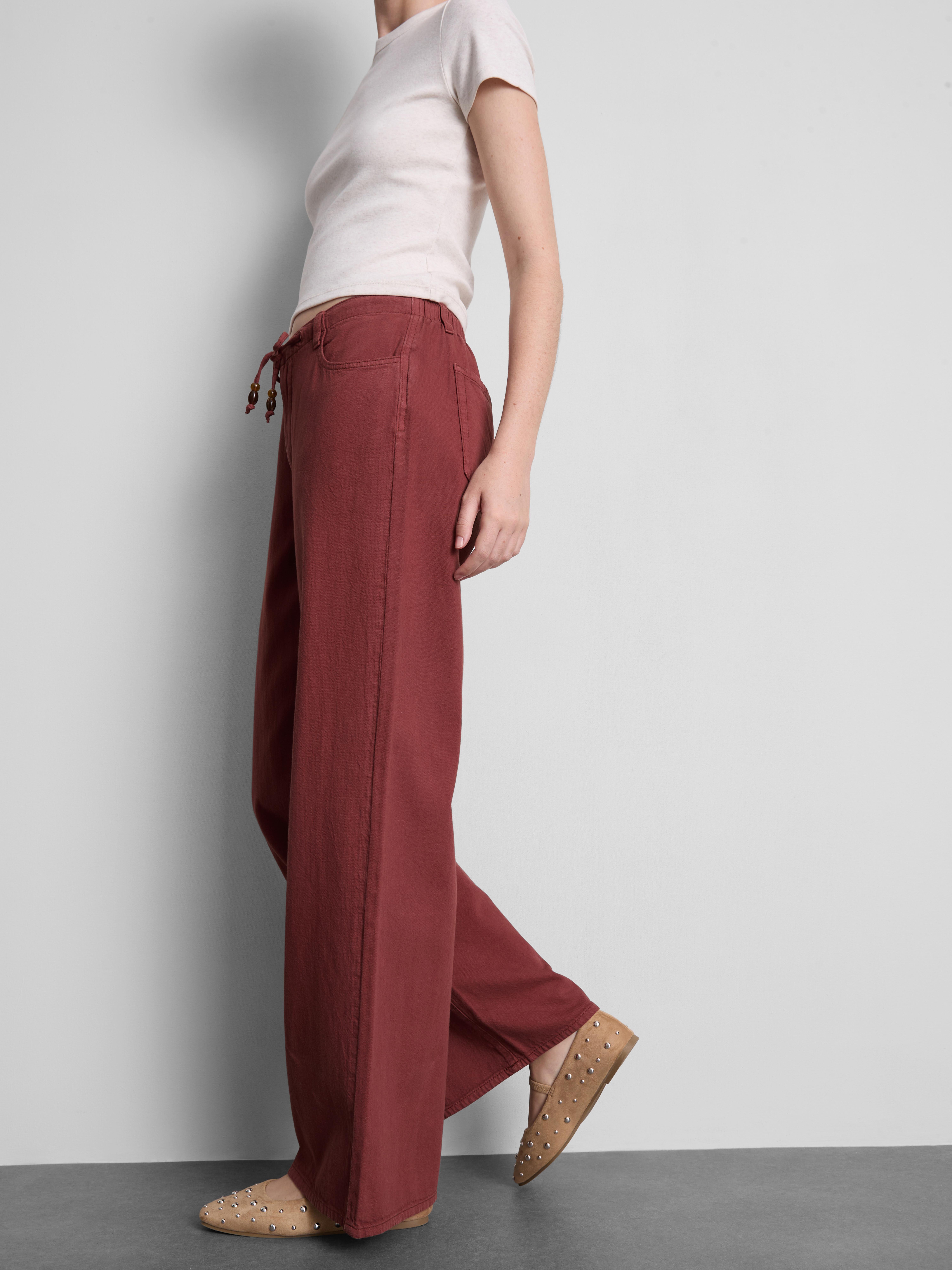 Cotton Straight Leg Beaded Trousers