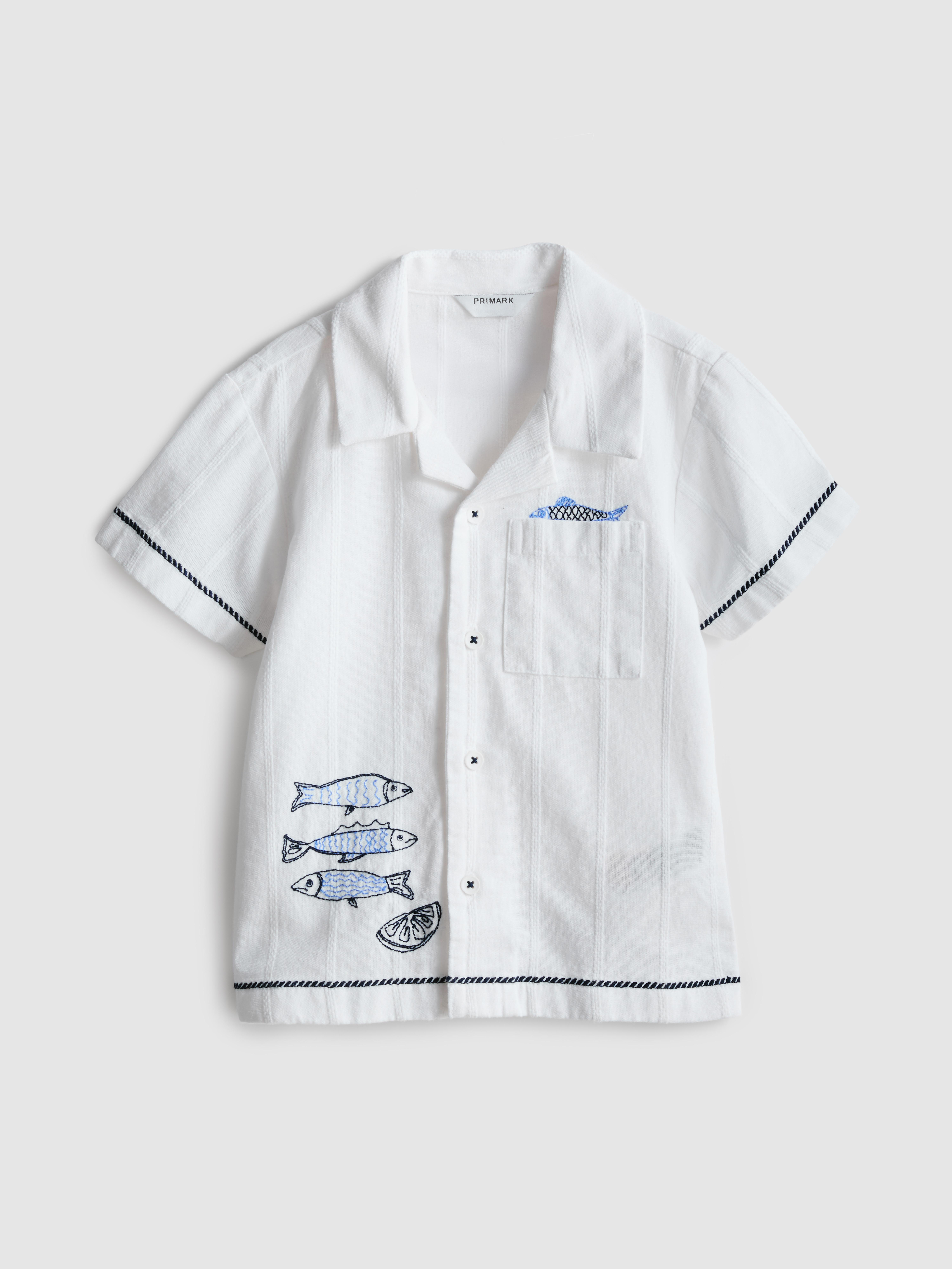 1,5-7 anni | Camicia con pesci ricamati