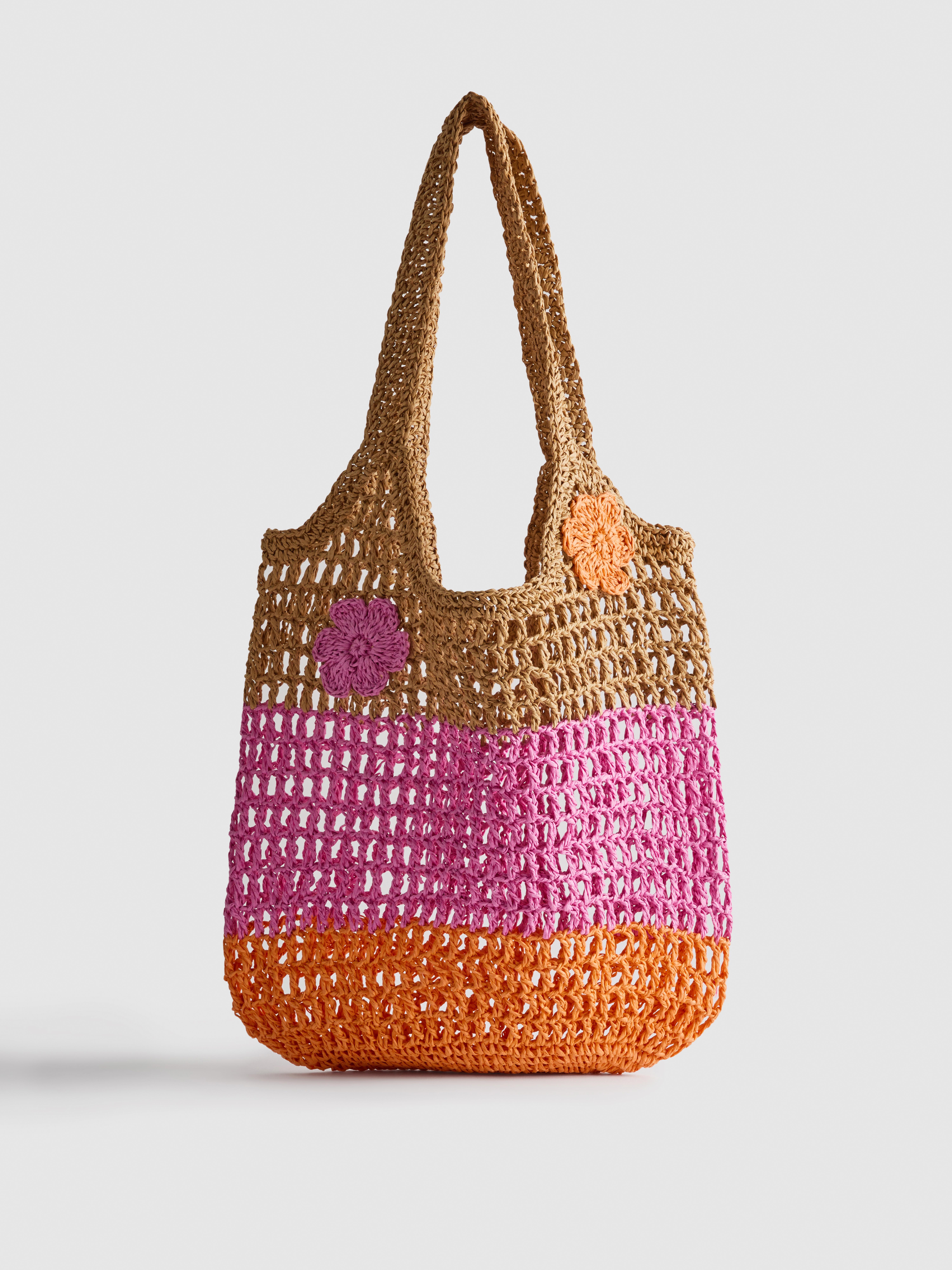 Flower Straw Shopper Bag