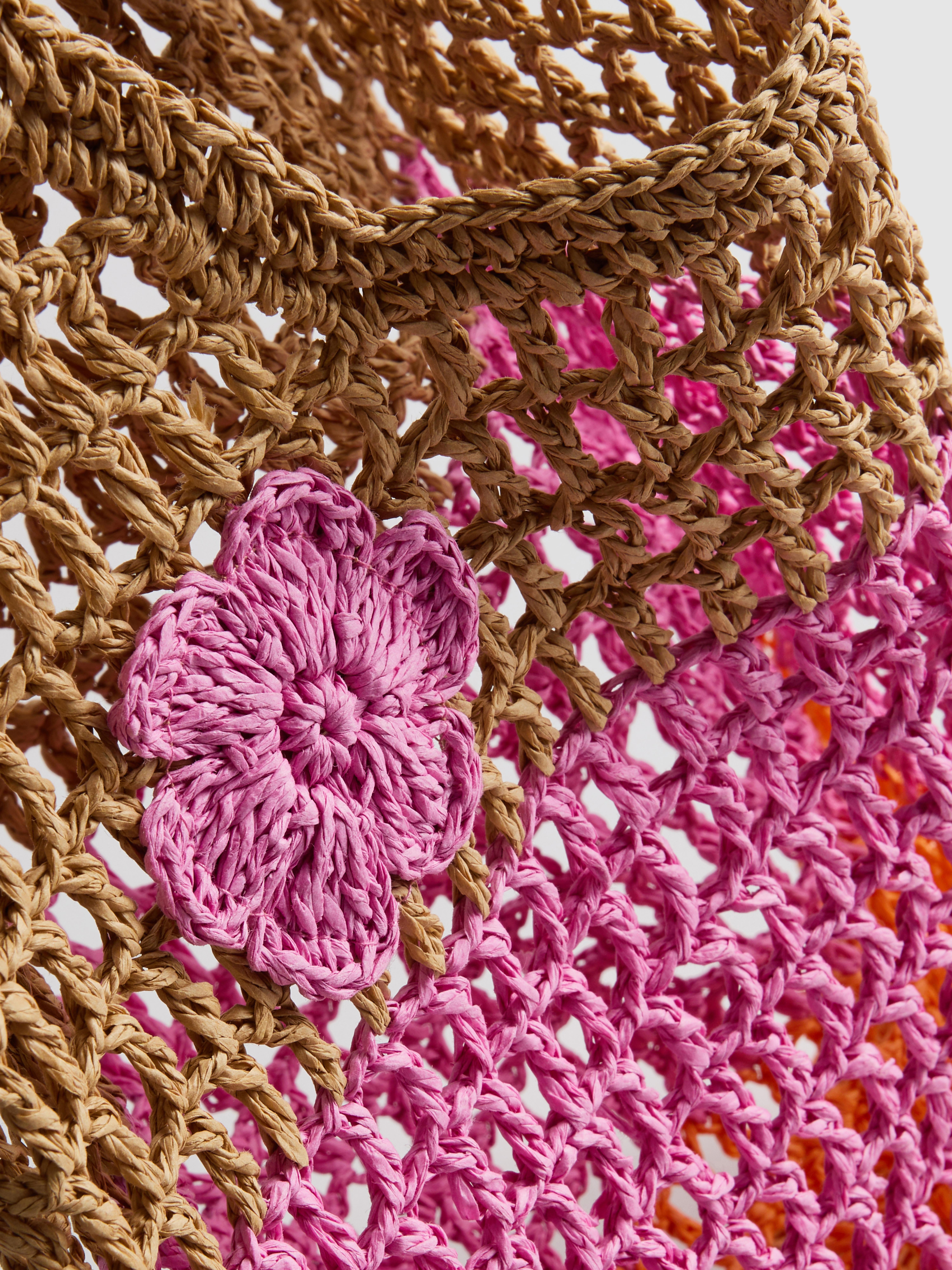 Flower Straw Shopper Bag