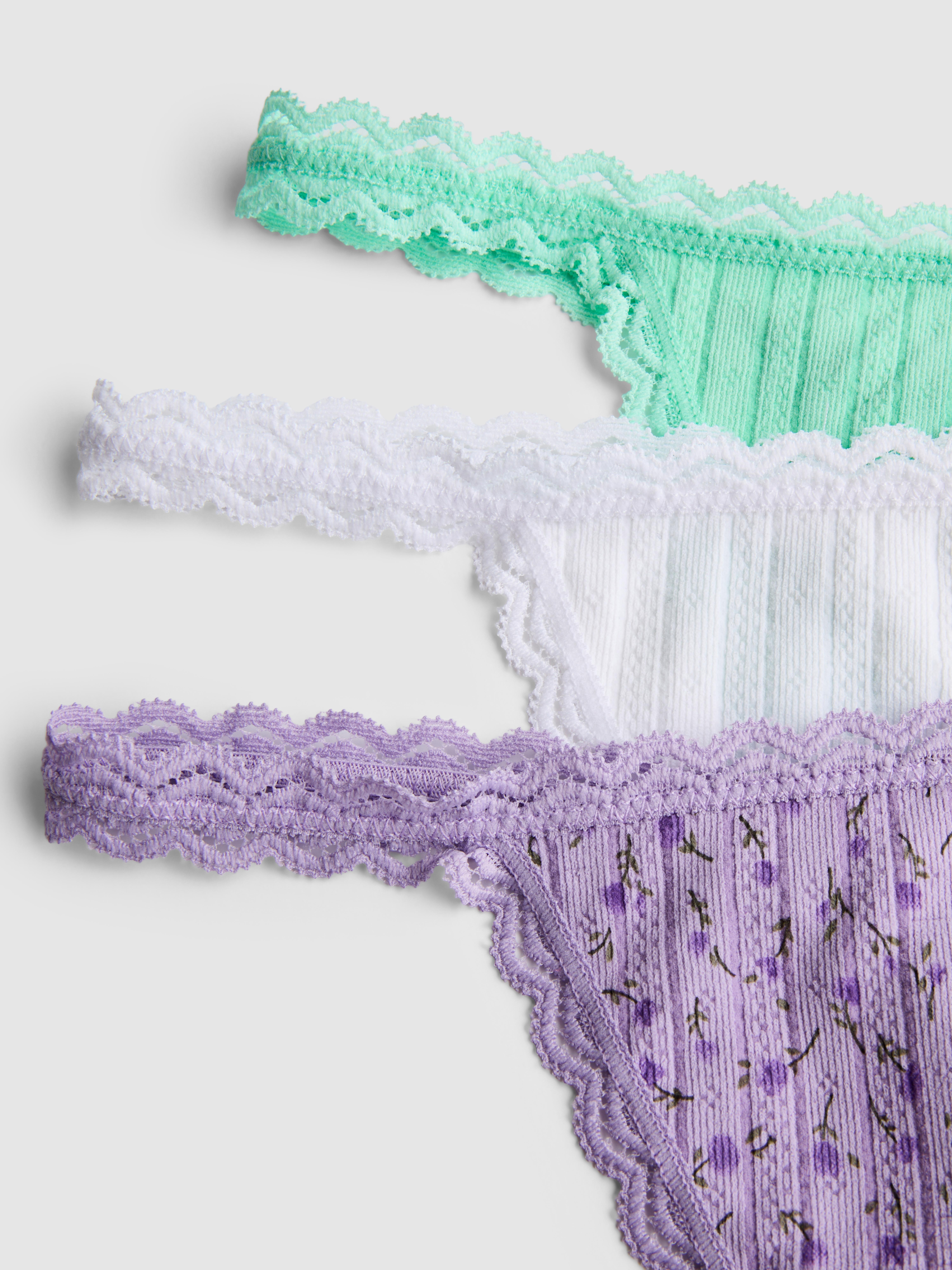 Pointelle-Stringtangas, 3er-Pack