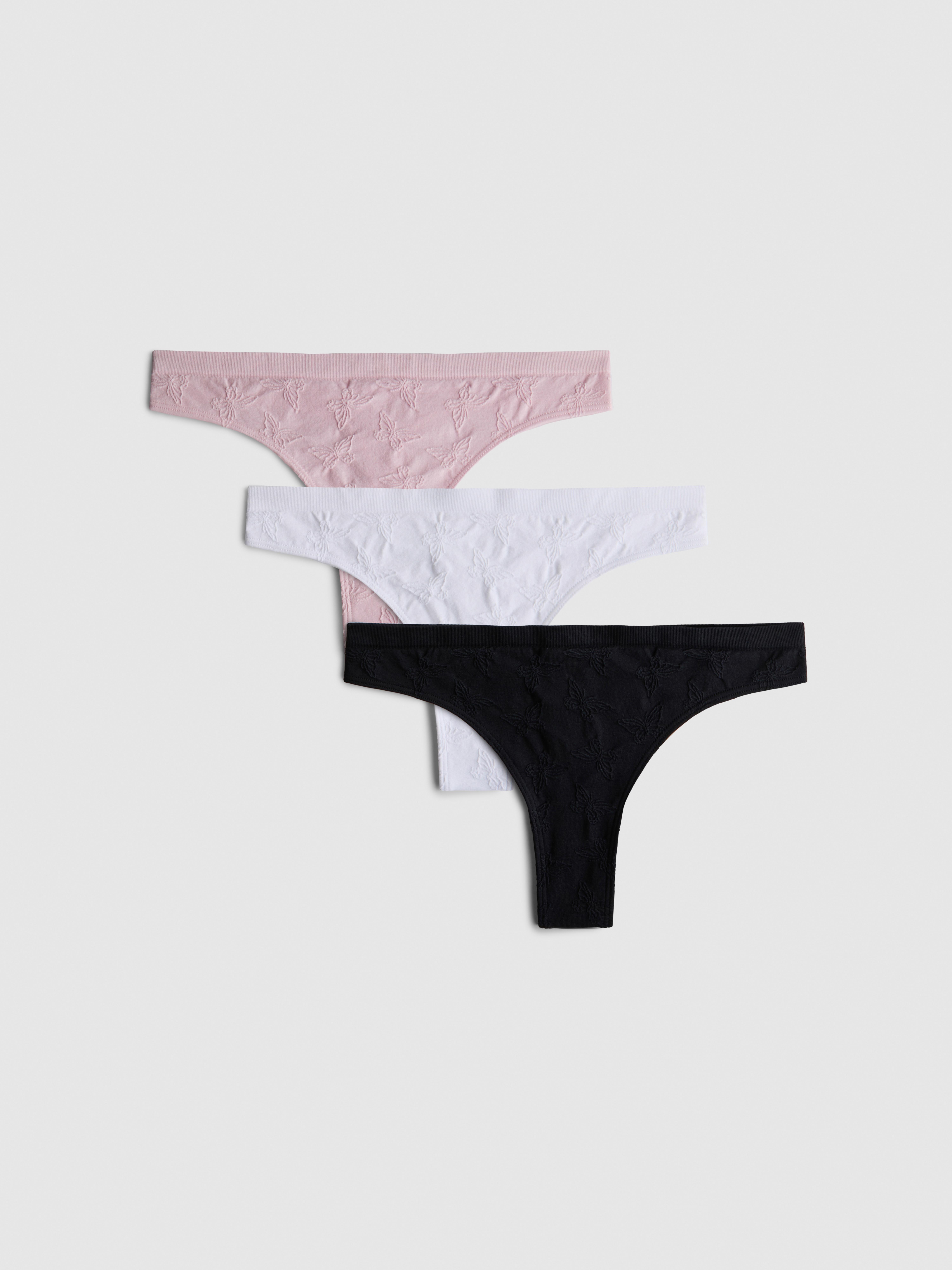 3pk Seamless Jacquard Thongs