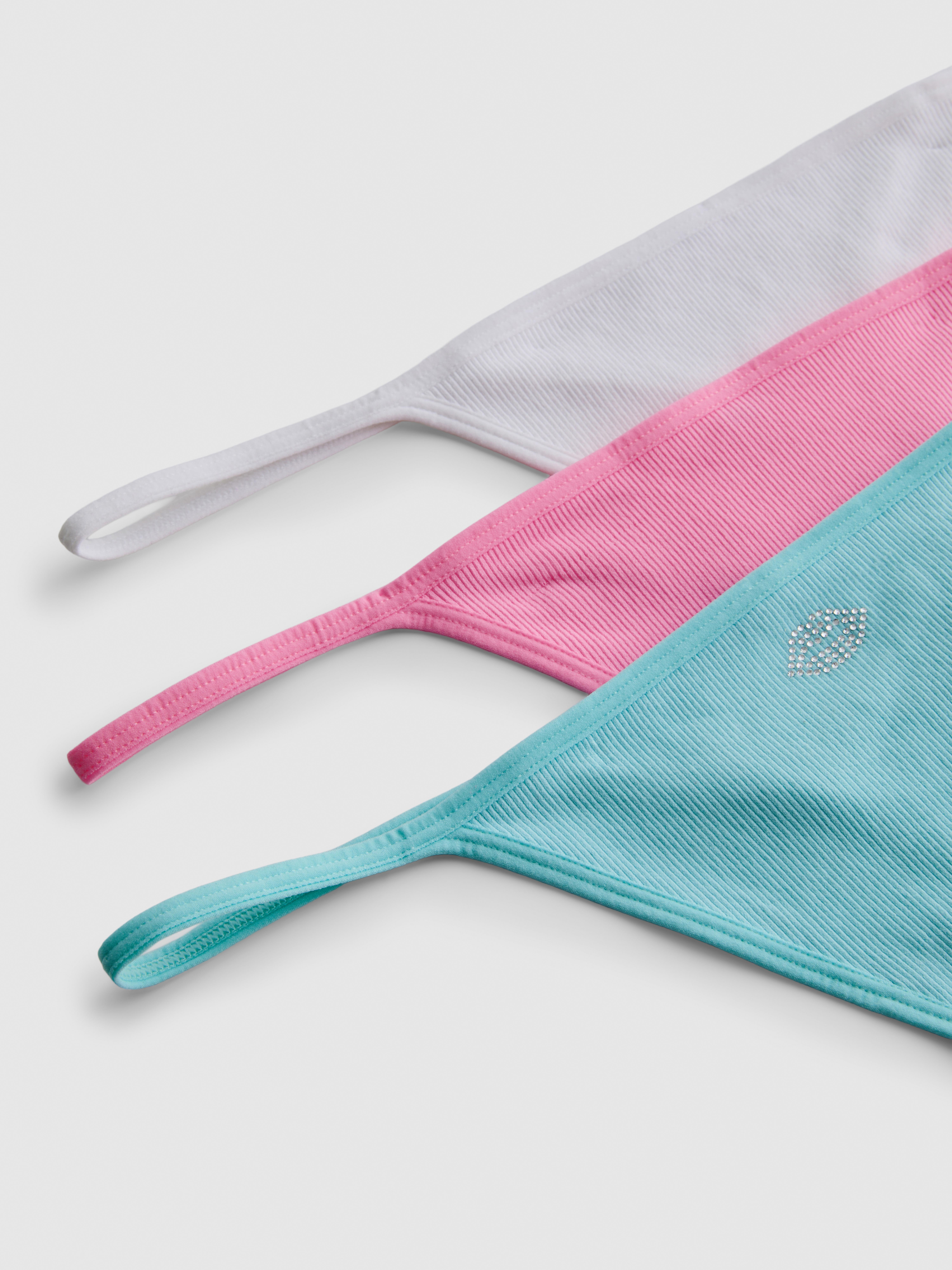 3pk Seamless Diamanté Detail String Thongs