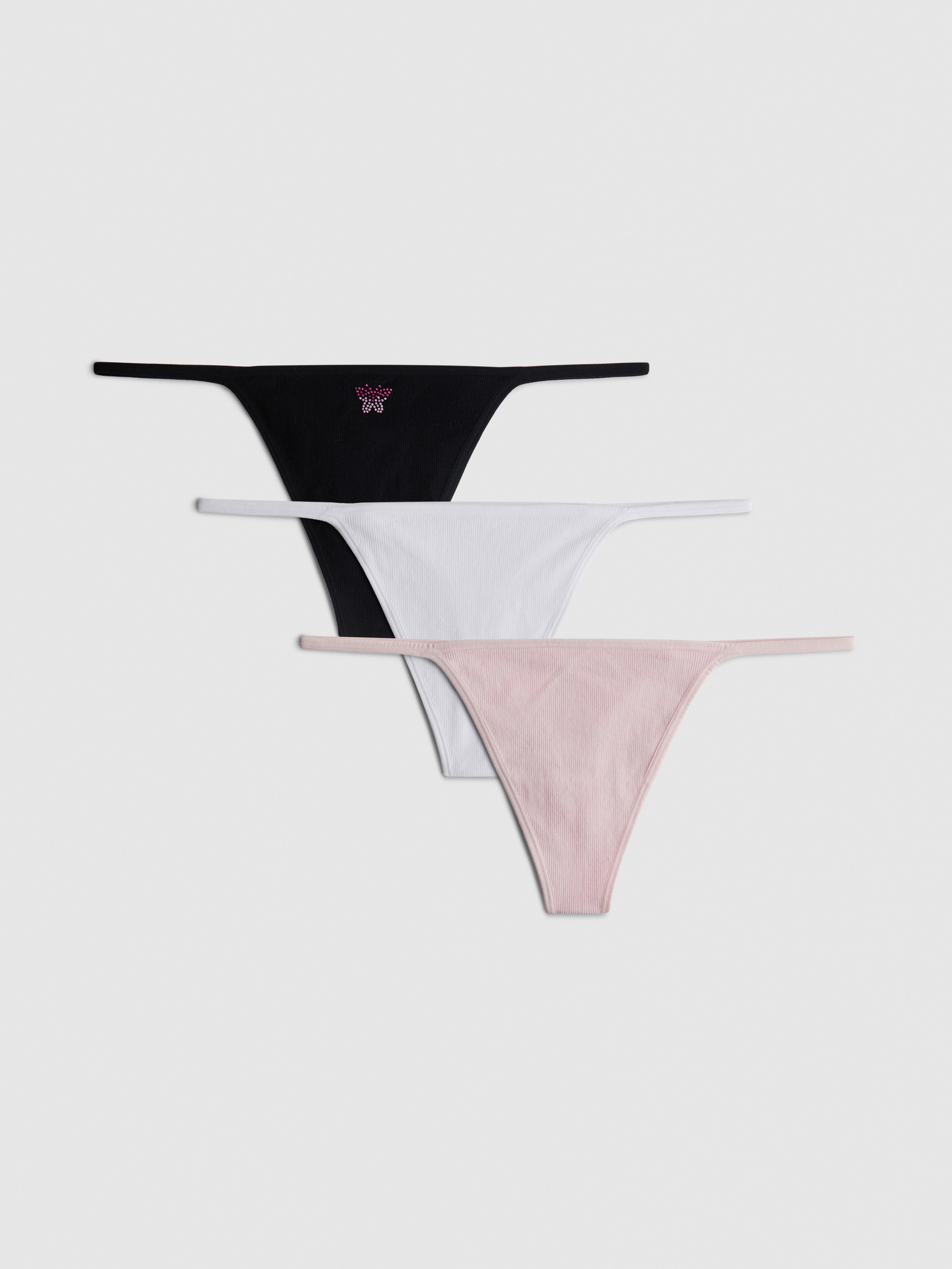 Stringtangas mit Strassakzenten, 3er-Pack