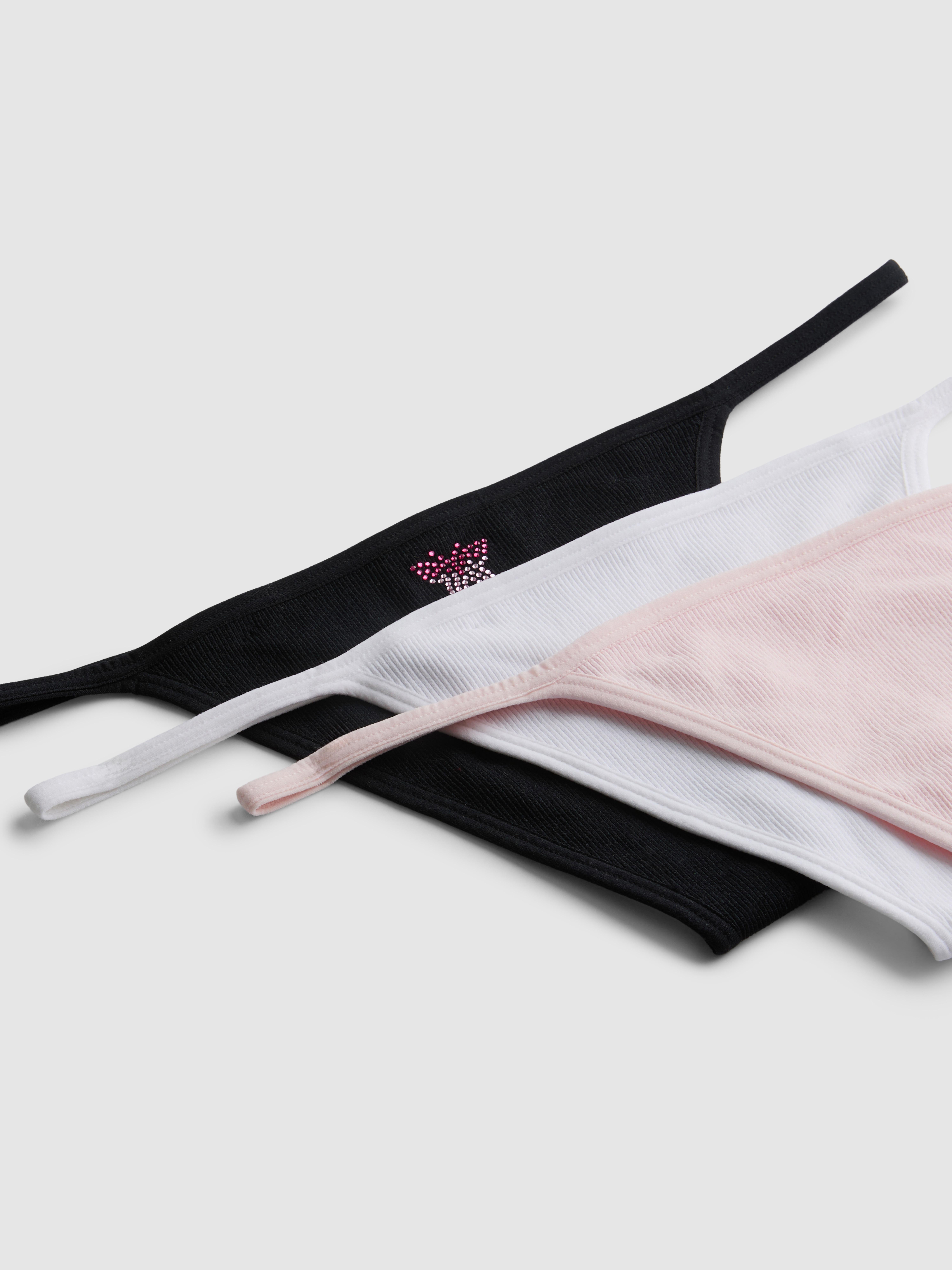 3pk Seamless Diamanté Detail String Thongs