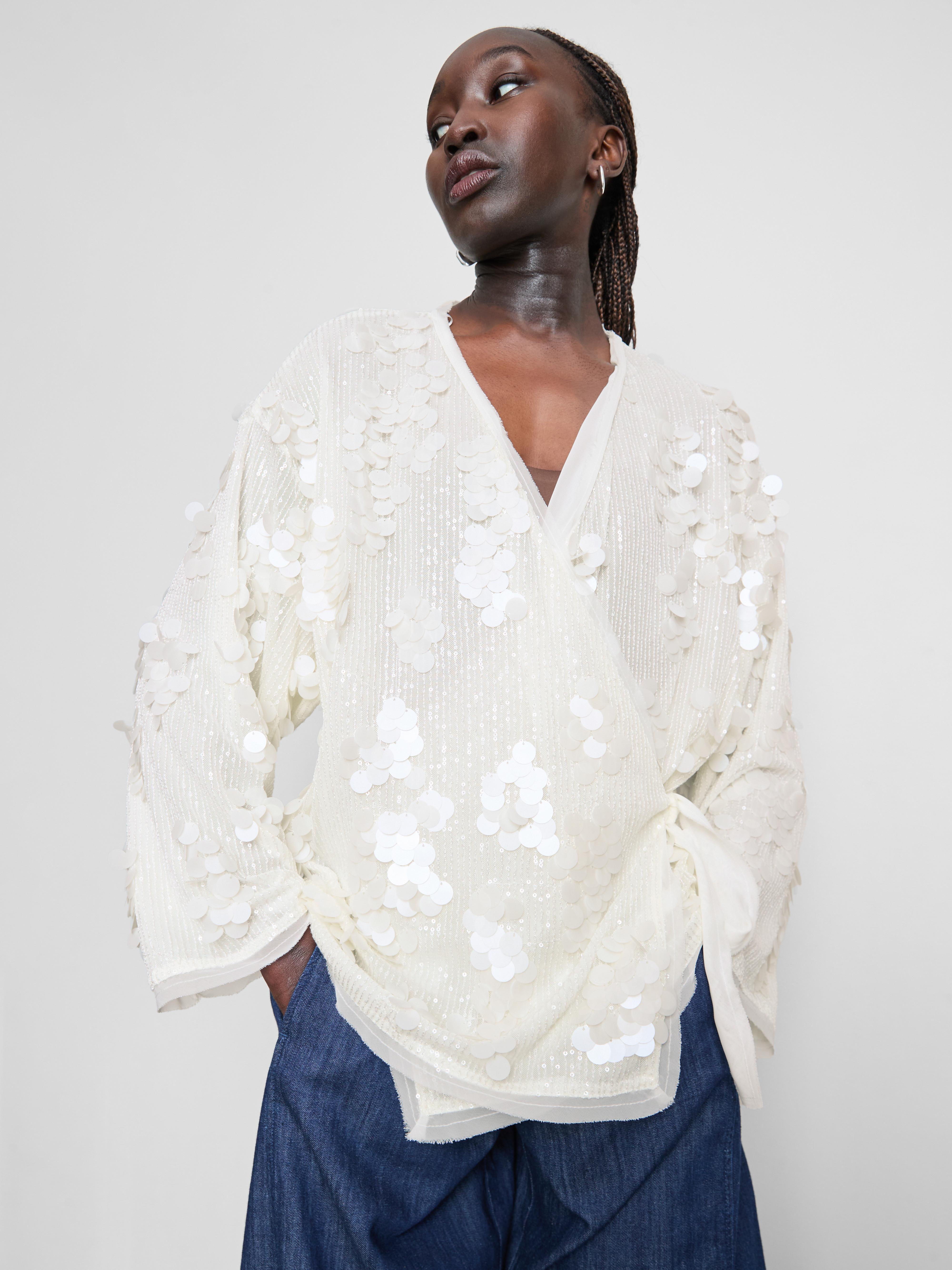Kimono drapé sur le devant à sequins