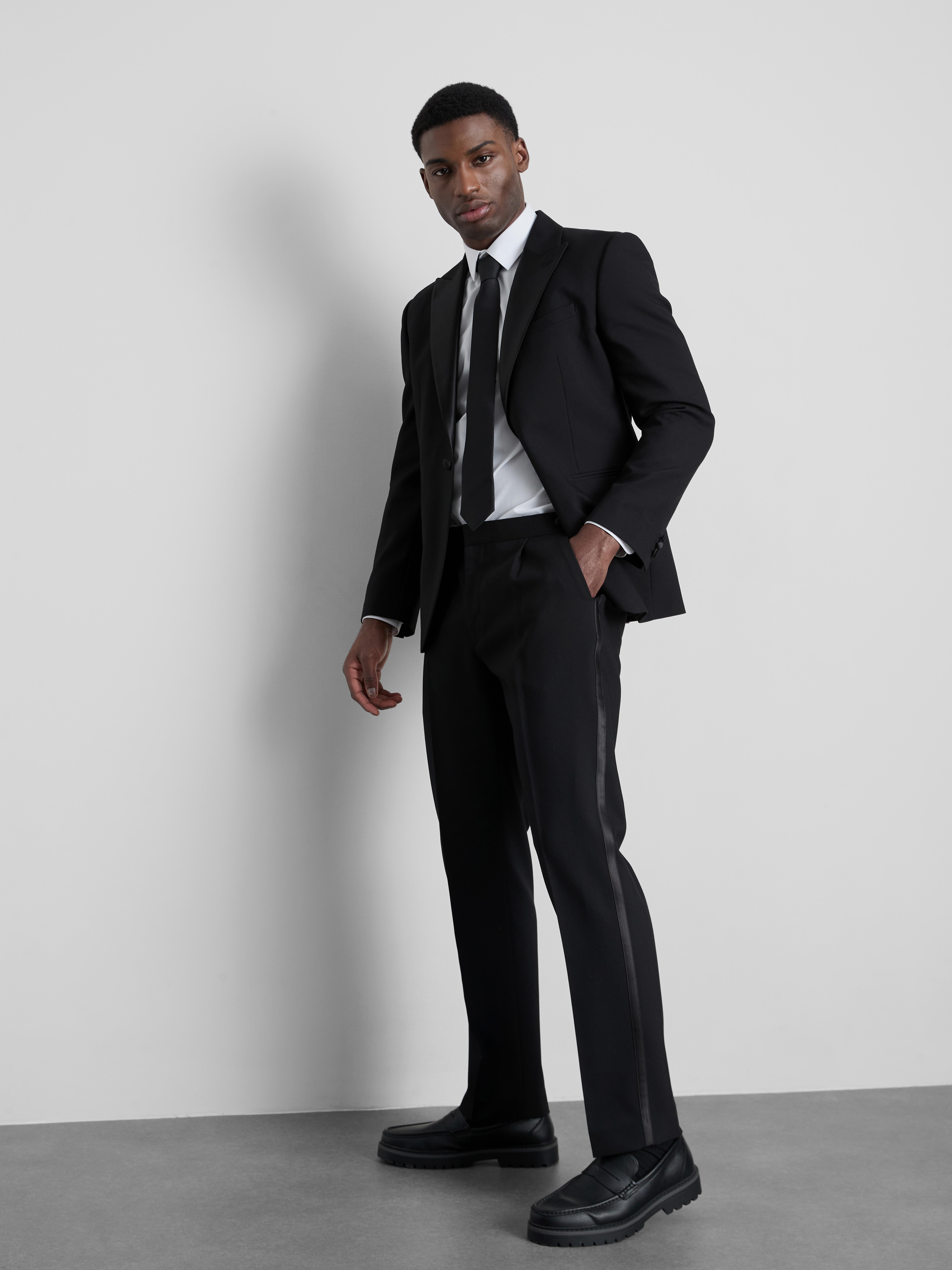 Regular Fit Pleat Front Tuxedo Trousers