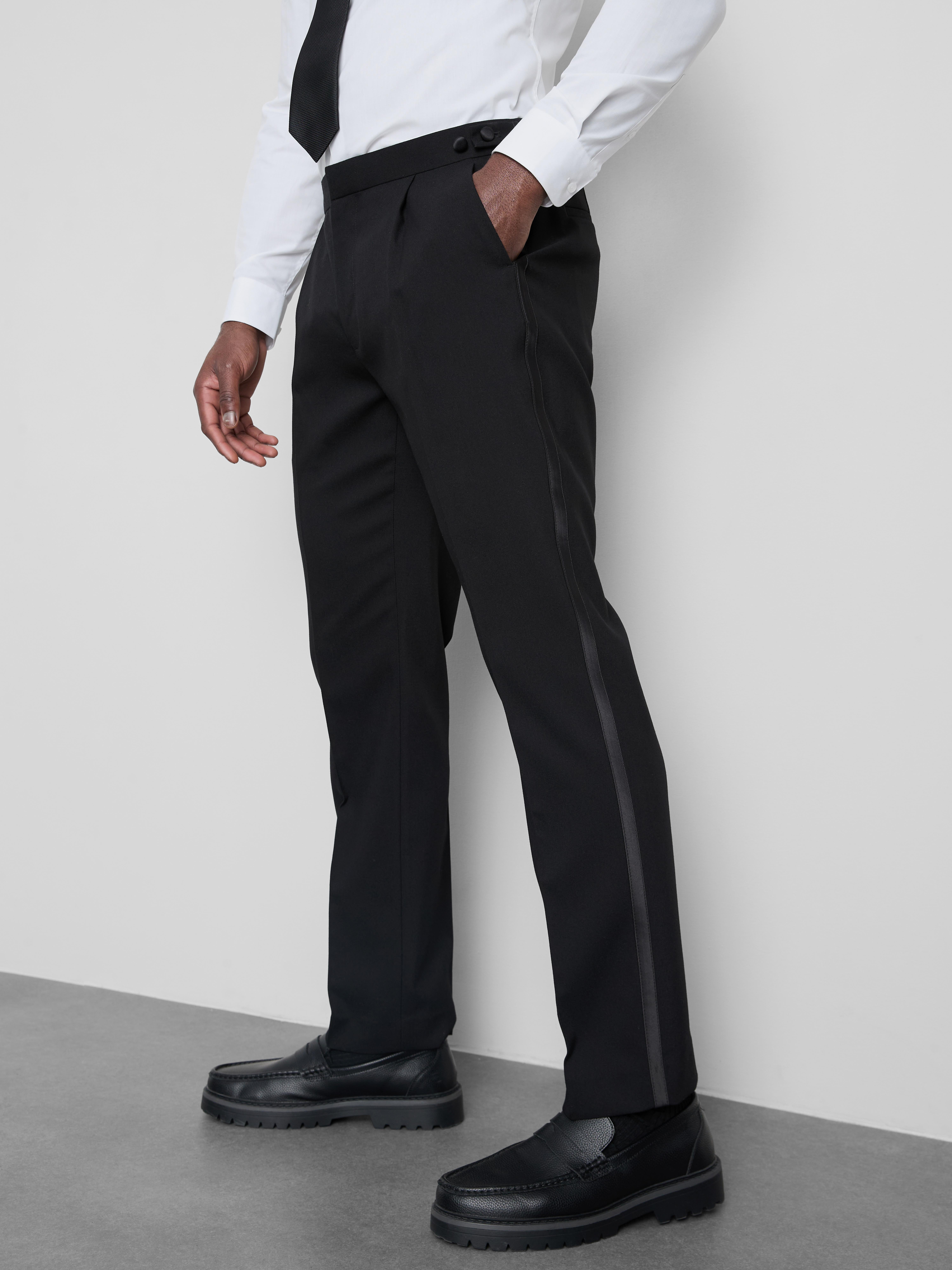 Regular Fit Pleat Front Tuxedo Trousers