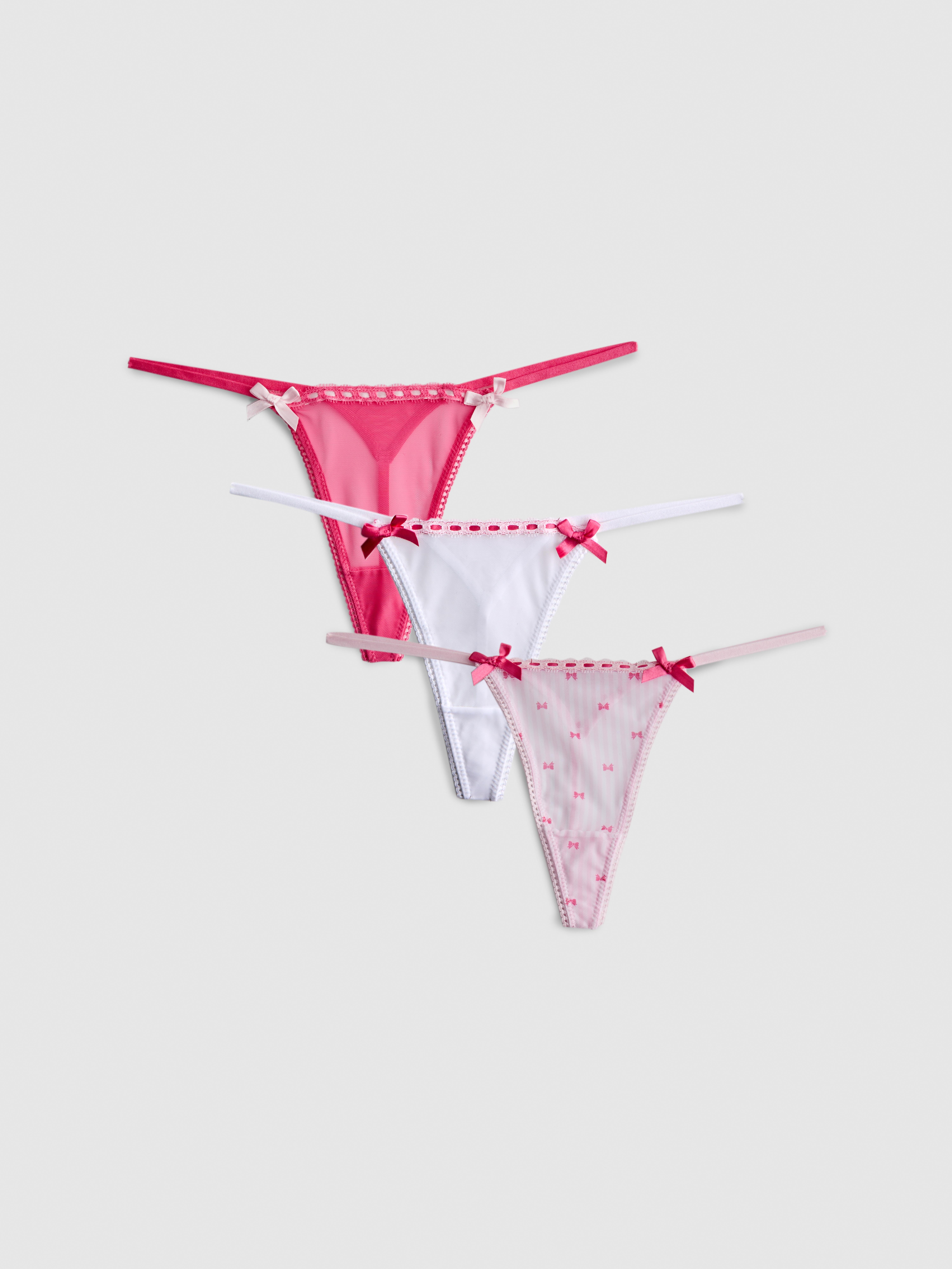 Pack 3 tangas fio dental detalhe laço