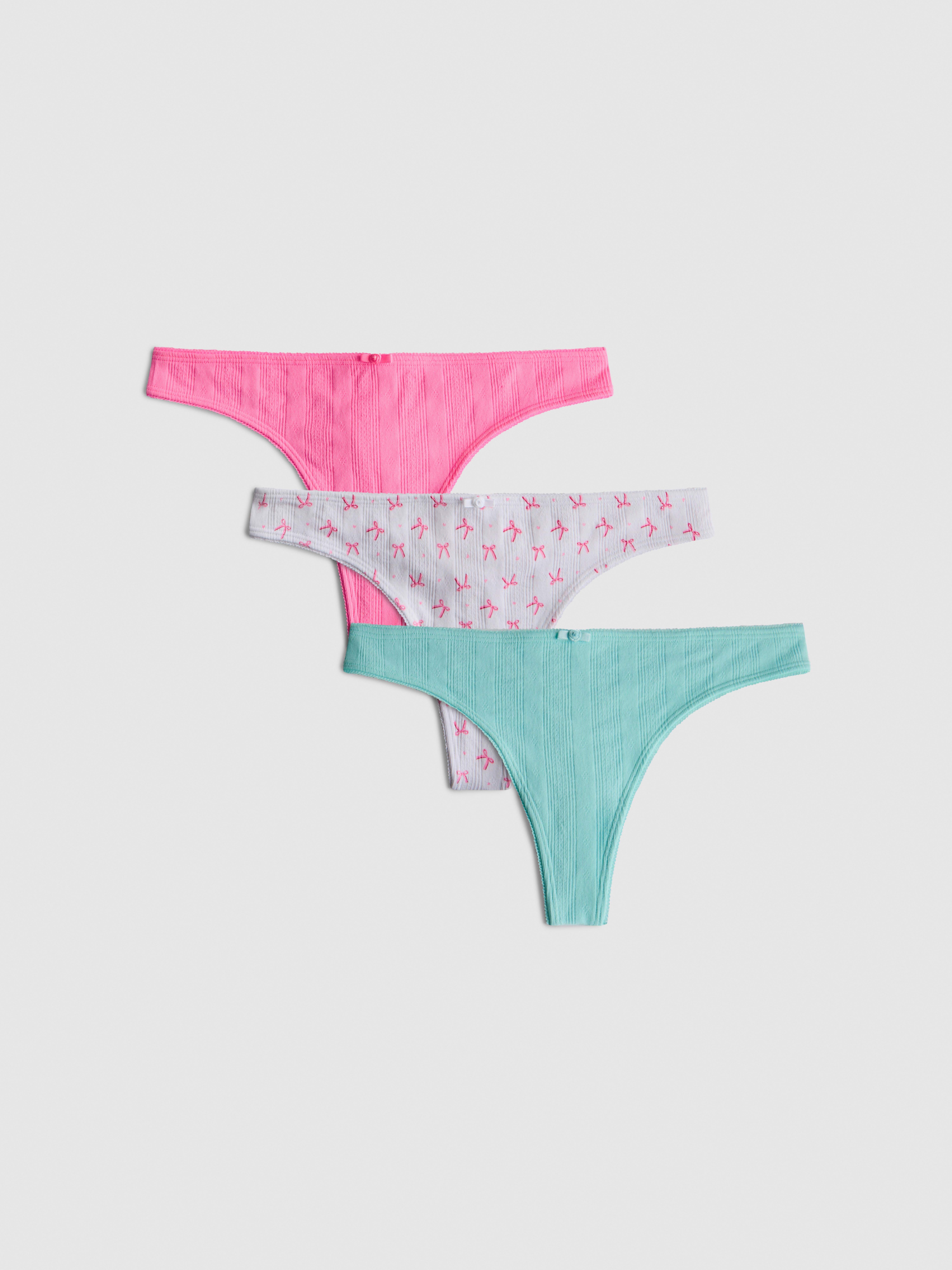3pk Seamless Pointelle Thongs