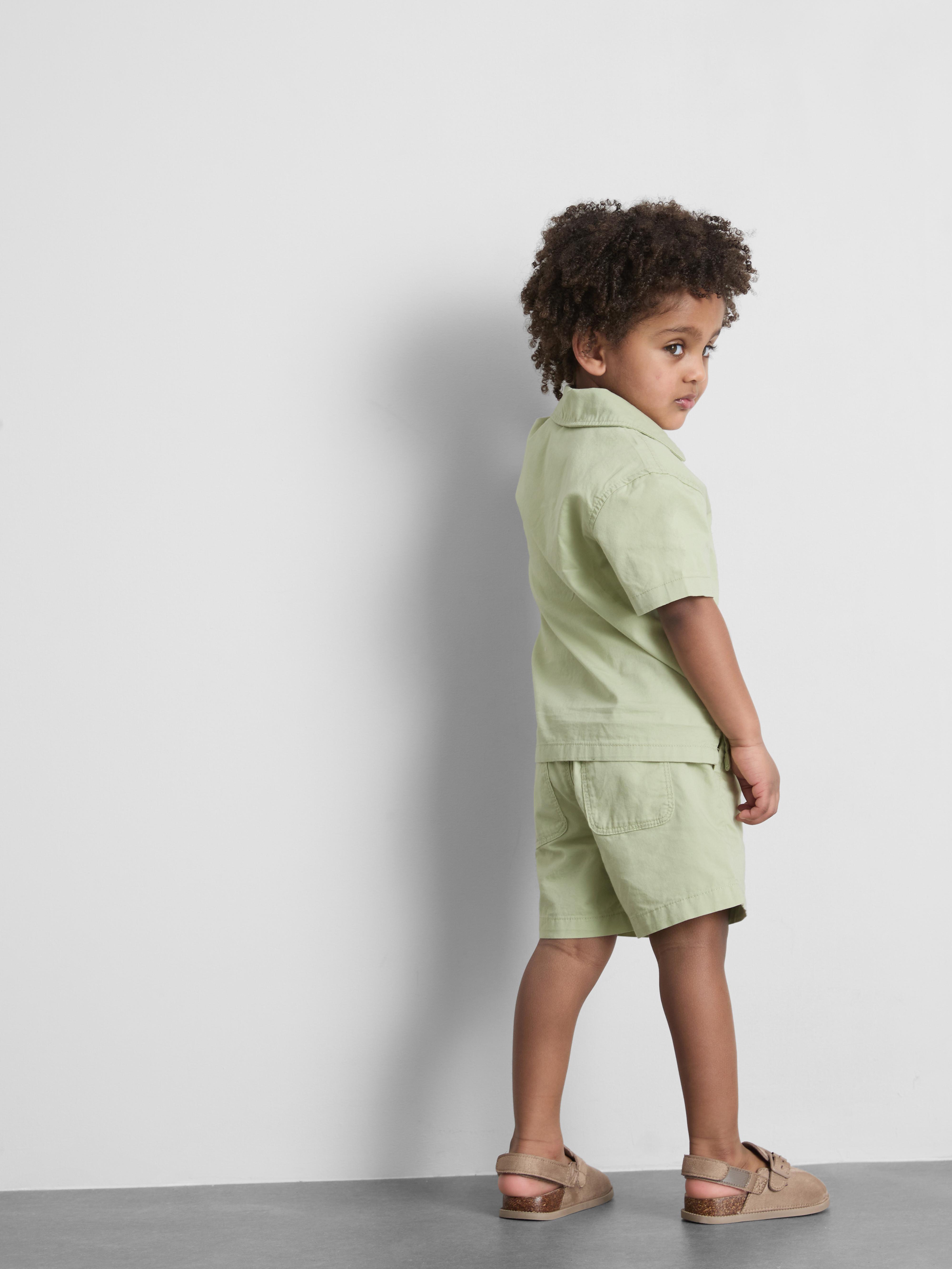 1-9yrs | Pure Cotton Button-Down Shirt and Shorts Set