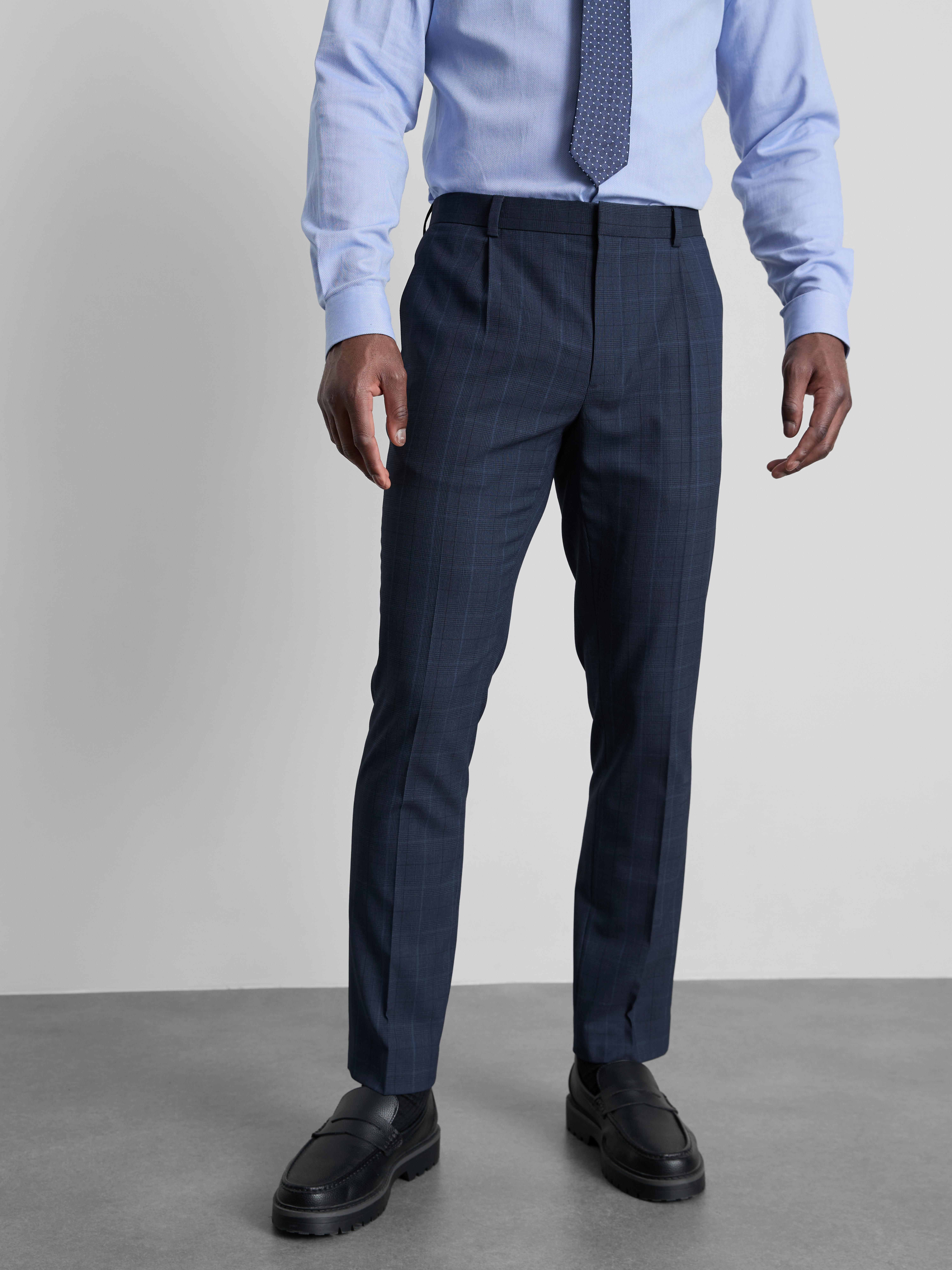 Slim Fit Check Suit Trousers